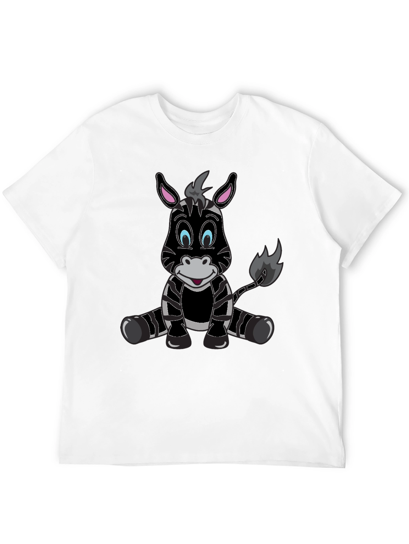 Cartoon Zebra Graphic Tee - Mens Black T-Shirt