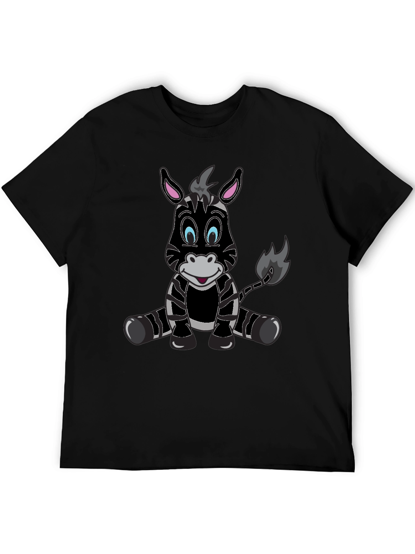 Cartoon Zebra Graphic Tee - Mens Black T-Shirt
