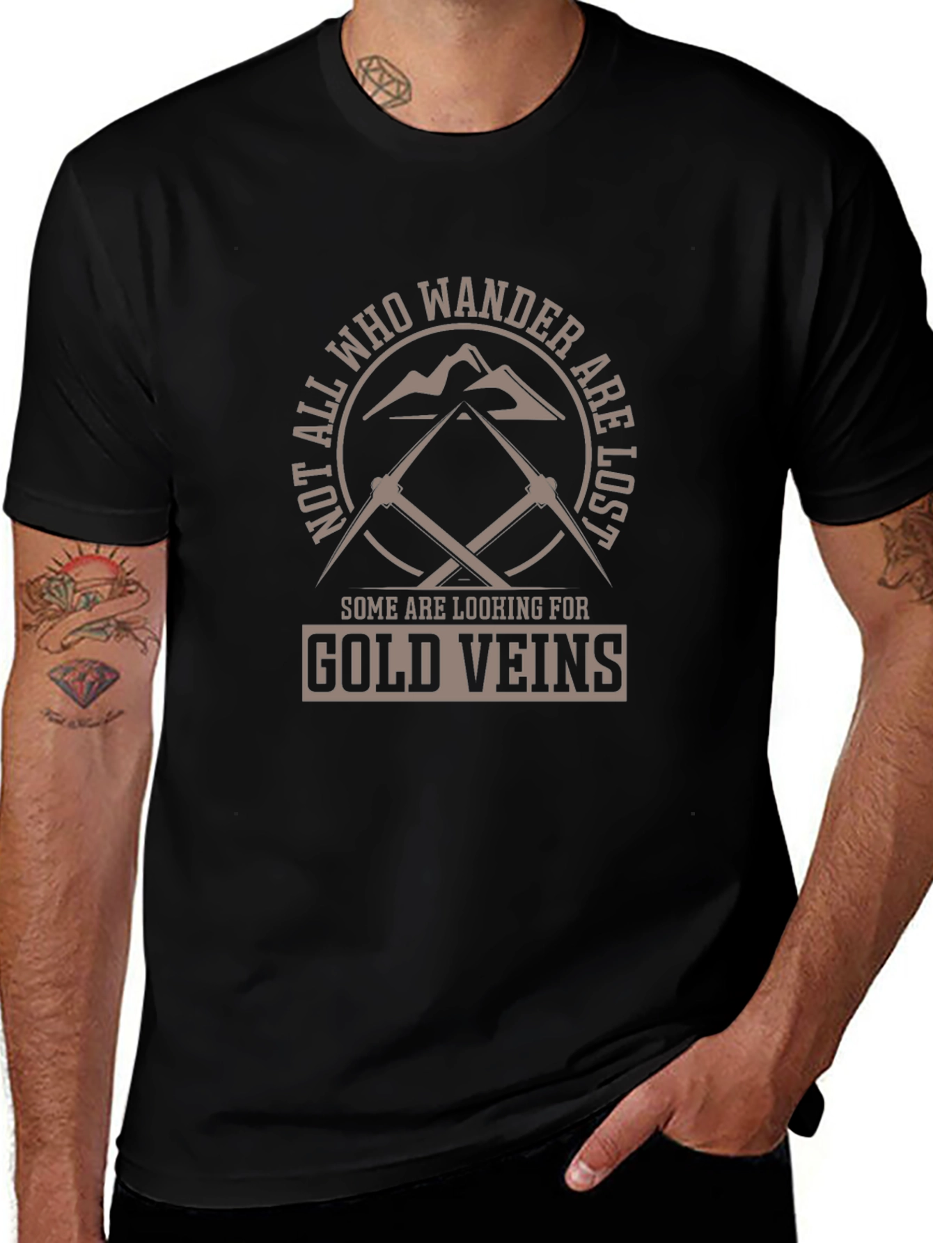 Wanderlust Gold Veins Black T-Shirt