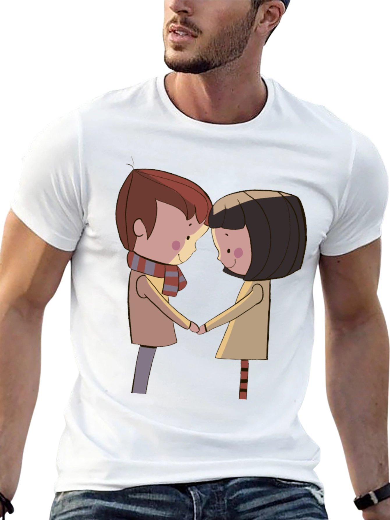 Cartoon Couple Graphic T-Shirt