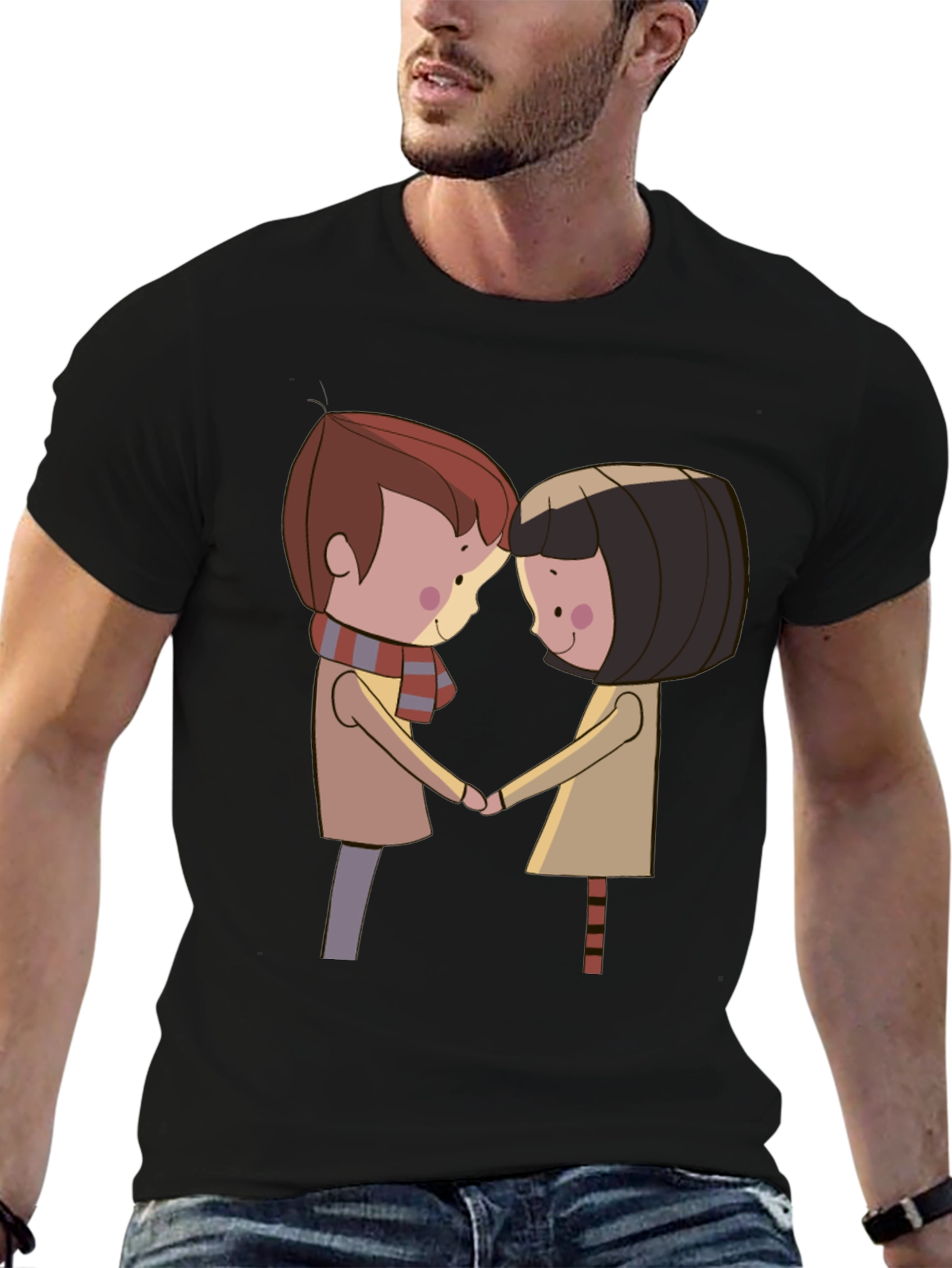 Cartoon Couple Graphic T-Shirt