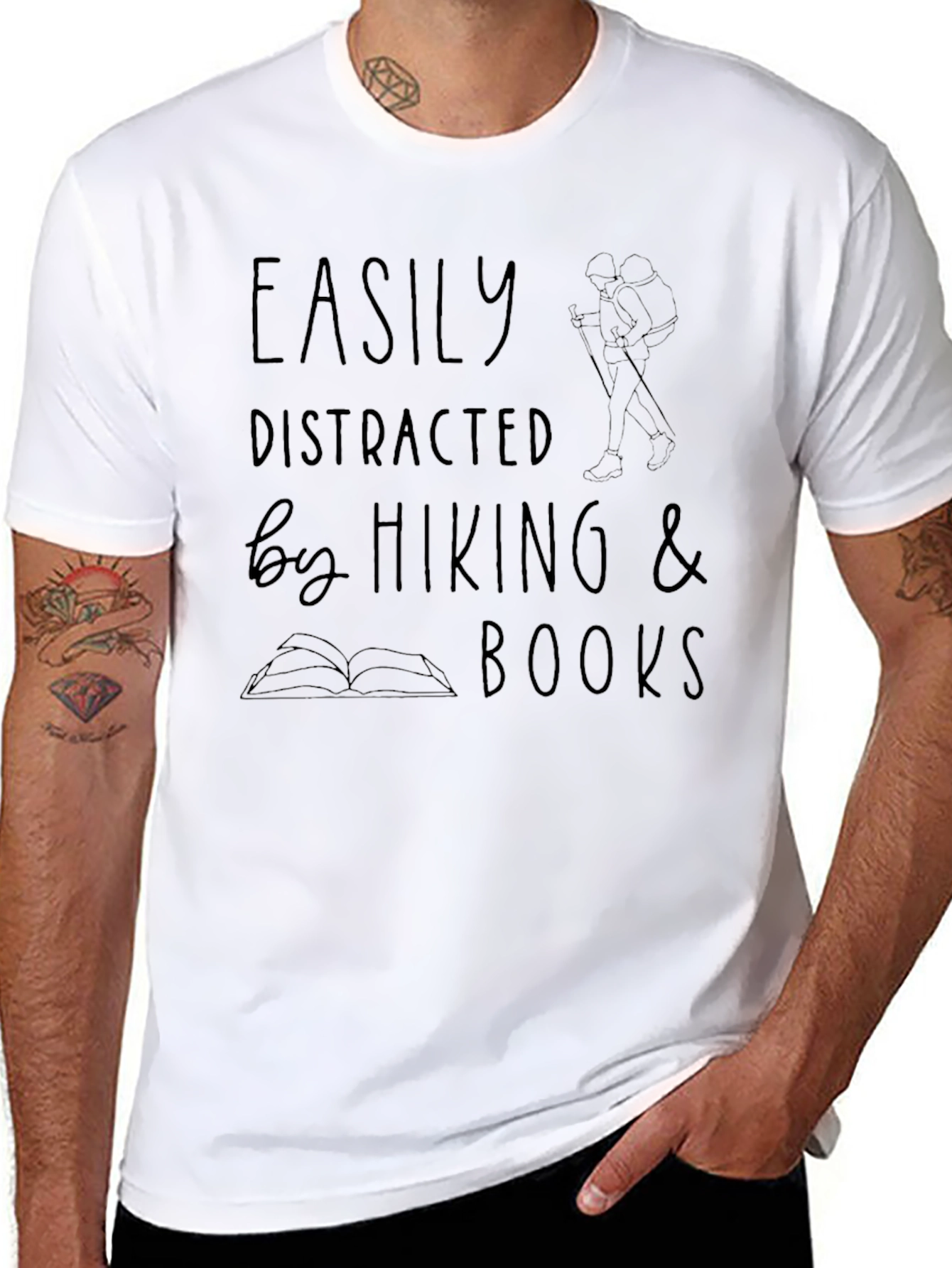 Easily Distracted by Hiking & Books T-Shirt