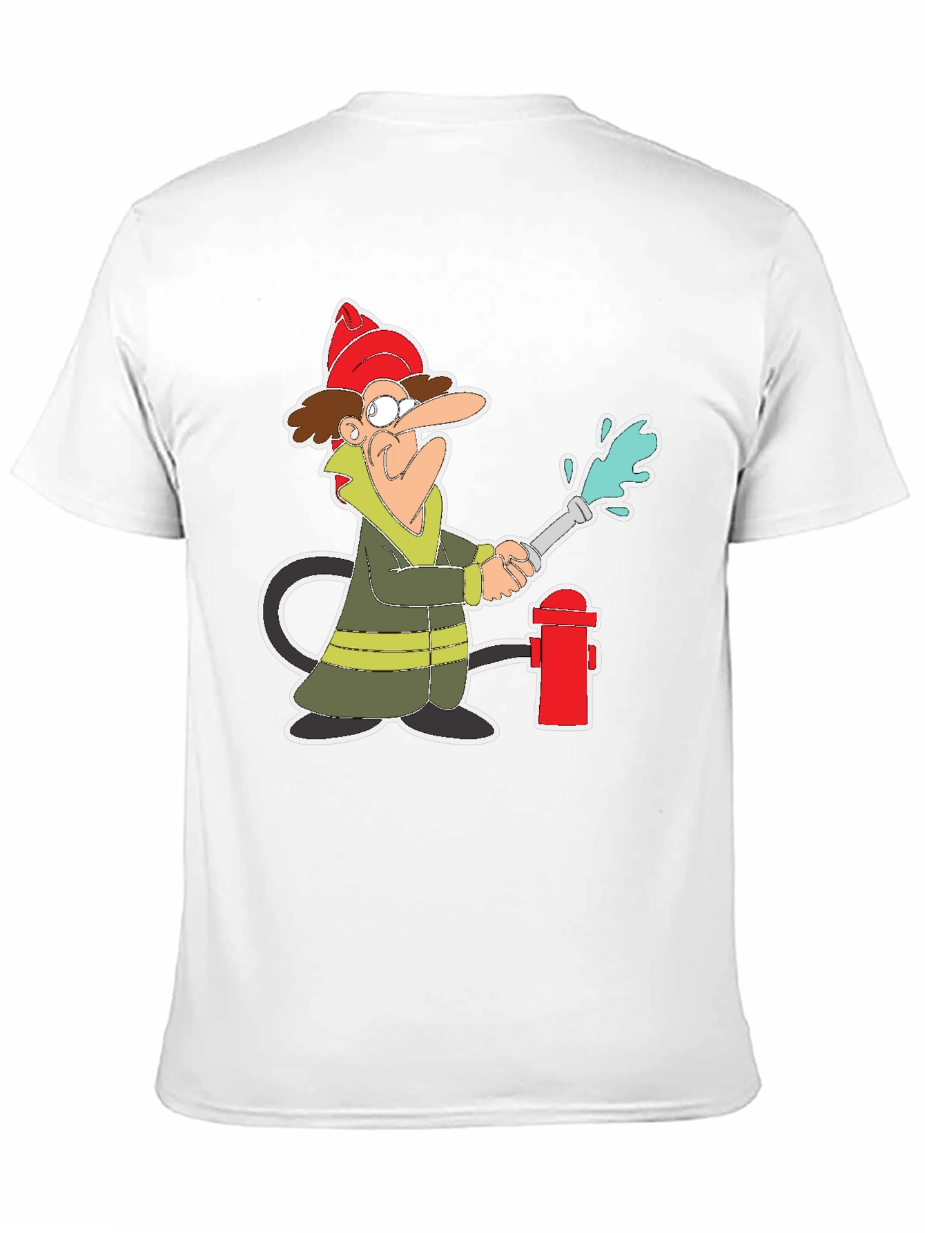 Cartoon Fireman T-Shirt - Quirky Graphic Tee