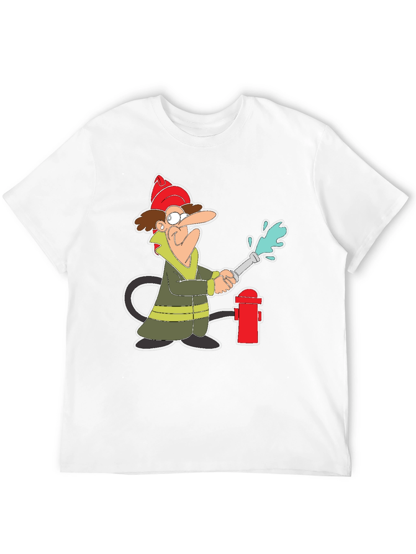 Cartoon Fireman T-Shirt - Quirky Graphic Tee