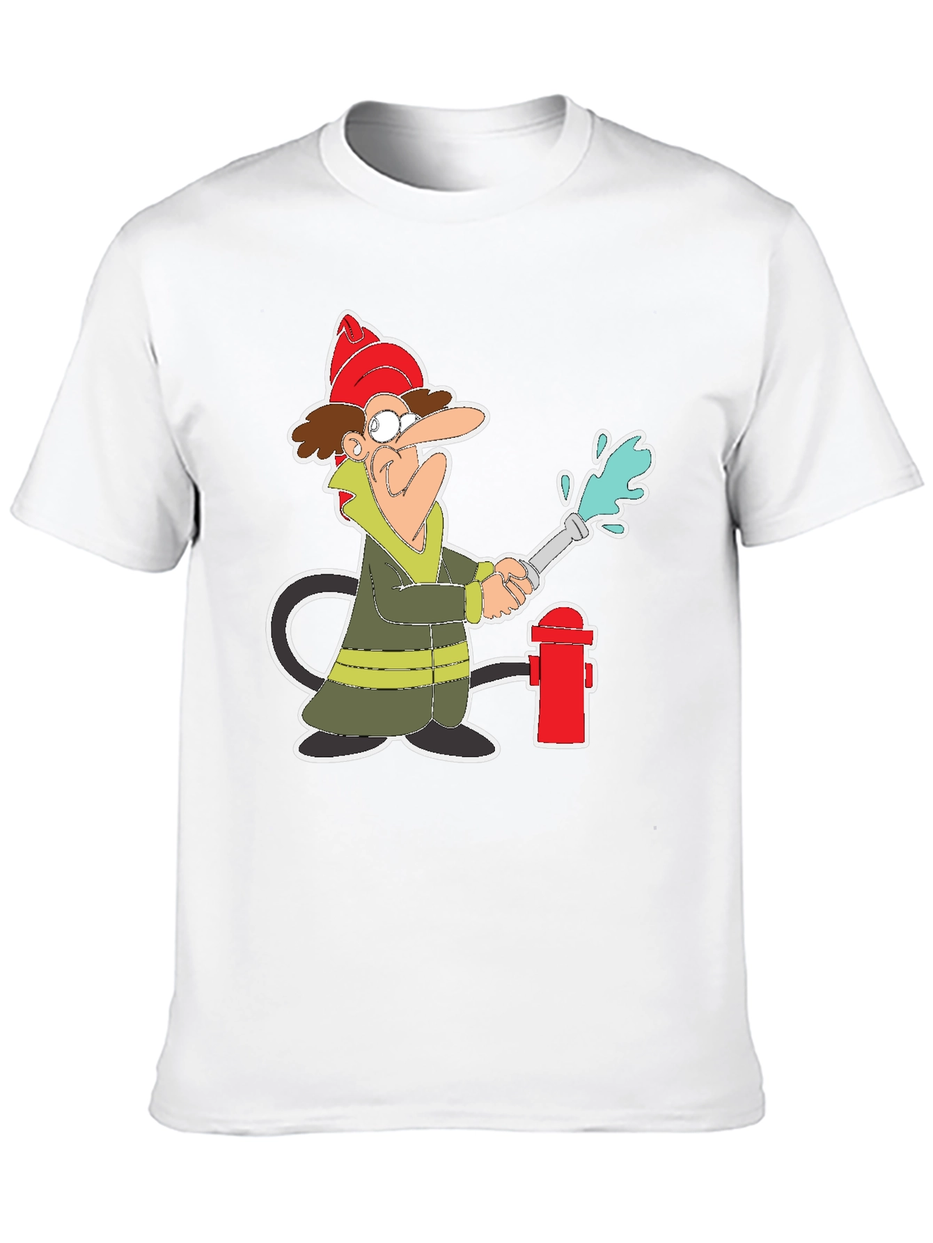 Cartoon Fireman T-Shirt - Quirky Graphic Tee