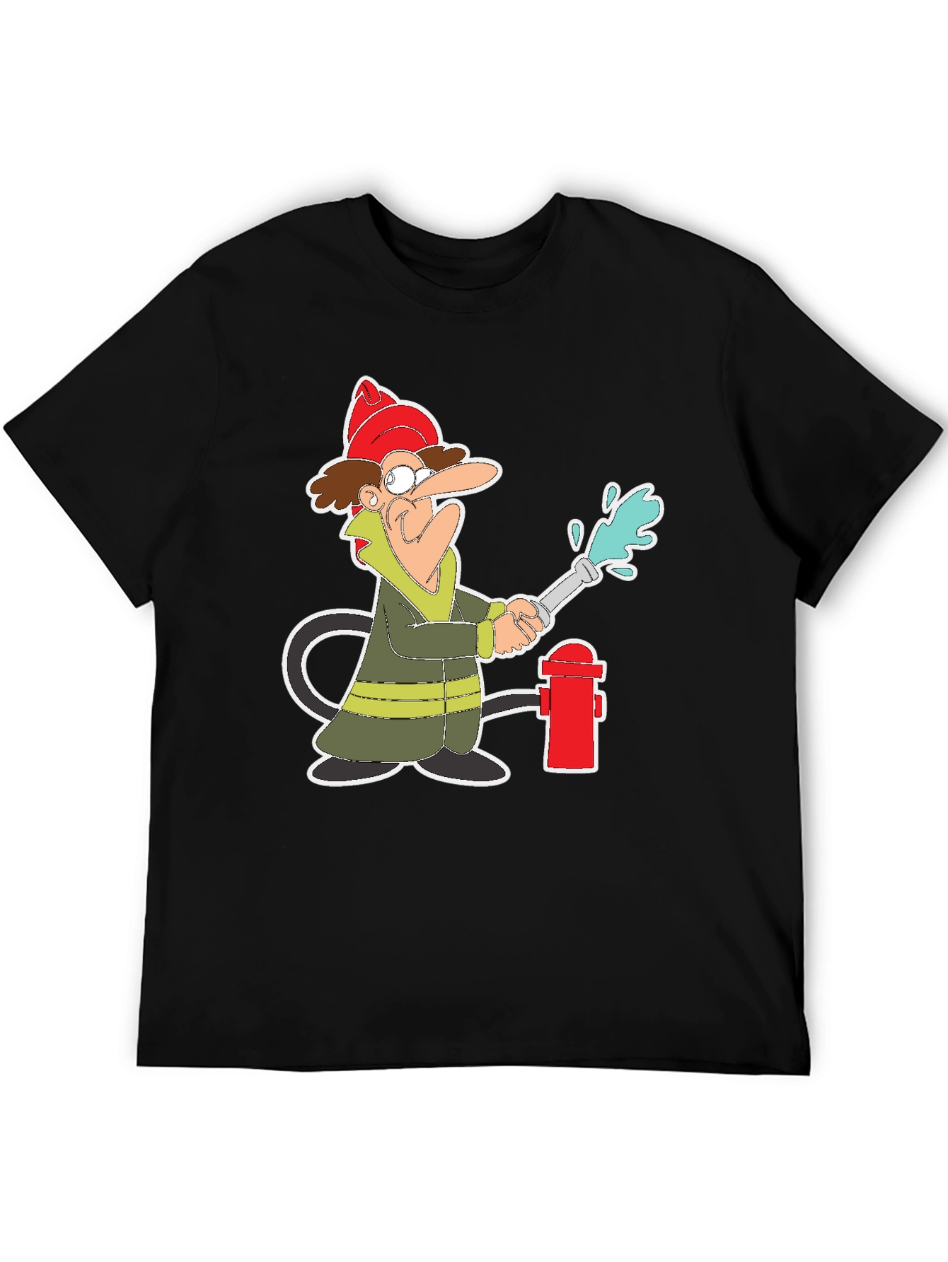 Cartoon Fireman T-Shirt - Quirky Graphic Tee