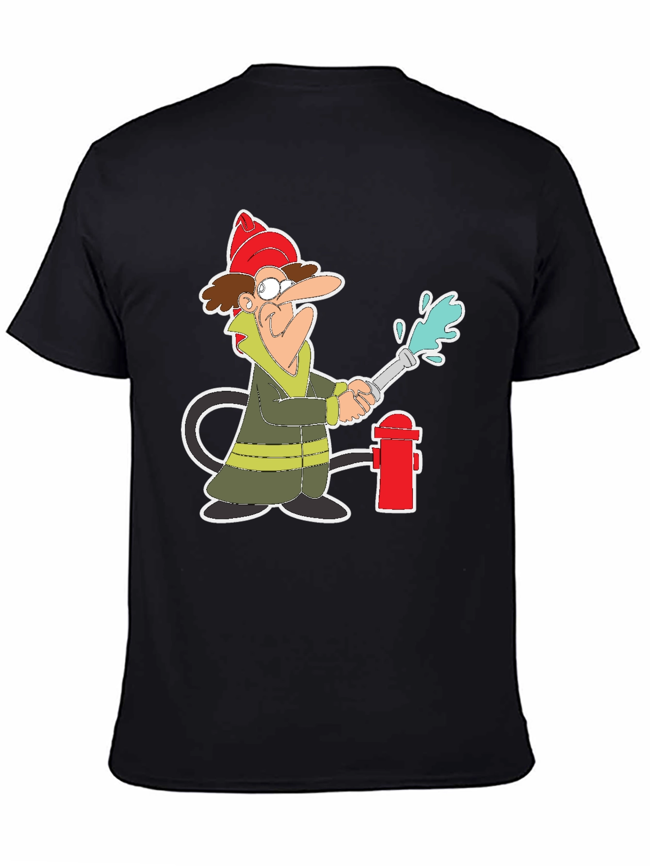 Cartoon Fireman T-Shirt - Quirky Graphic Tee