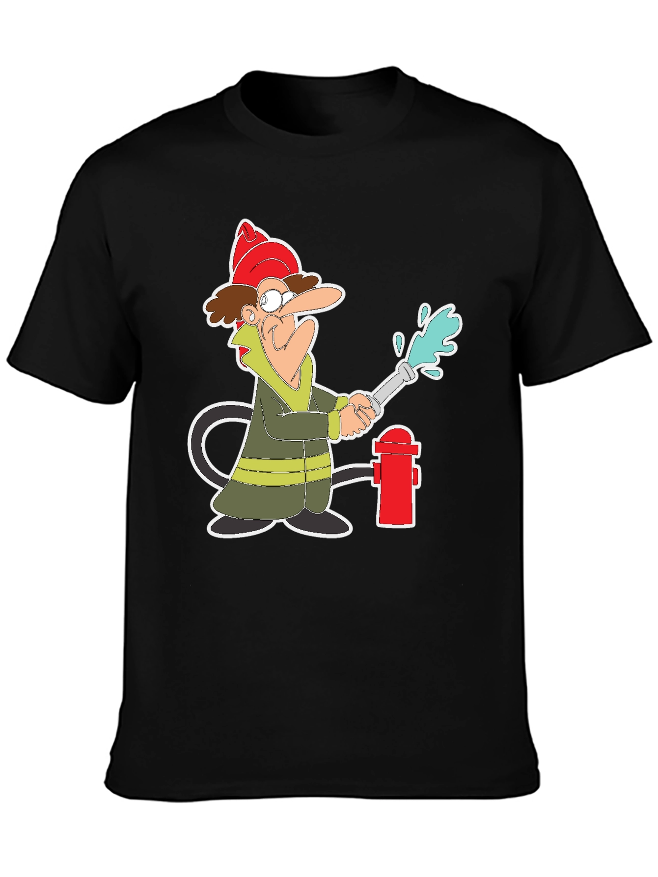 Cartoon Fireman T-Shirt - Quirky Graphic Tee