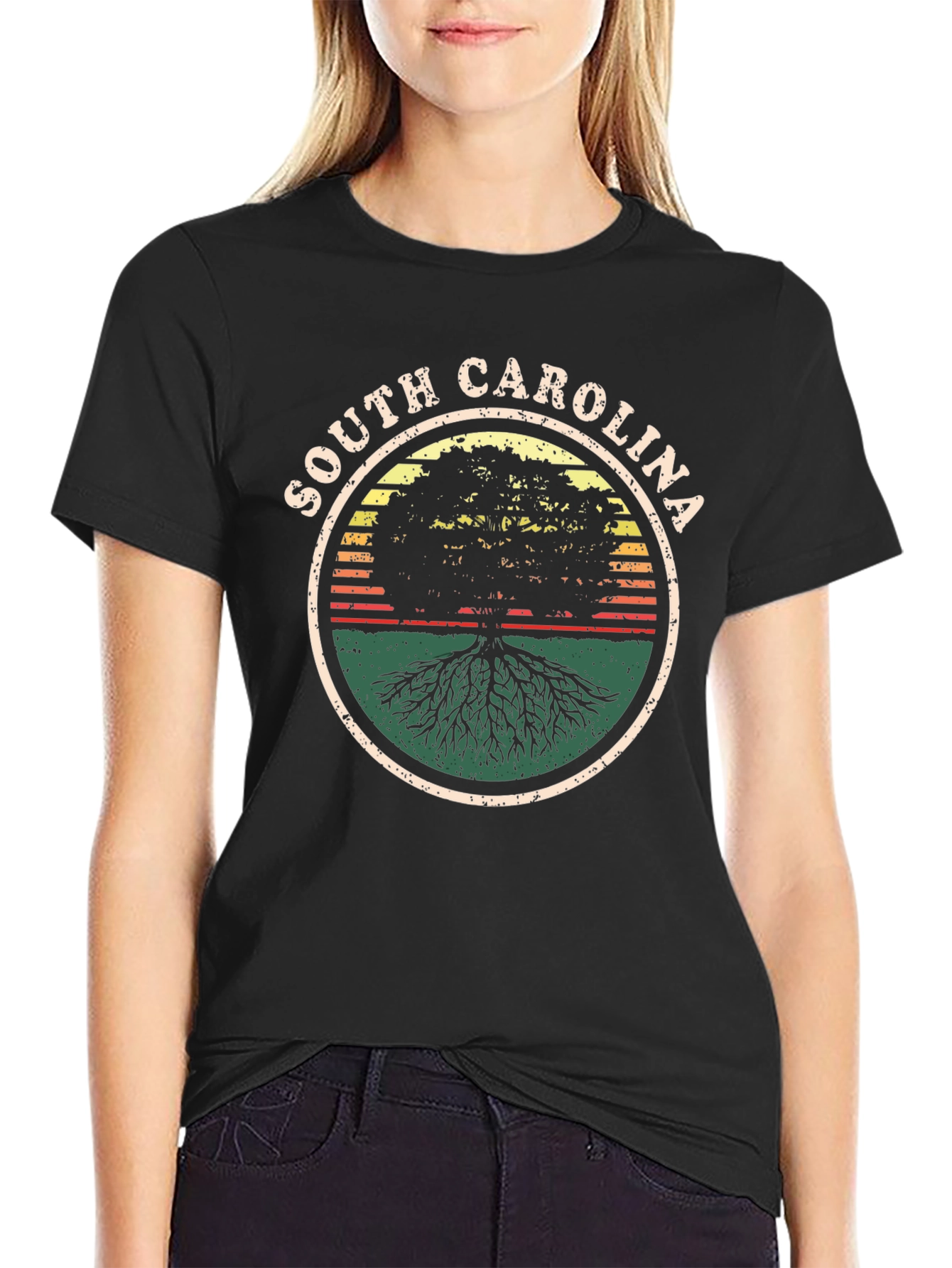 South Carolina Tree Graphic Tee - Black Casual Shirt