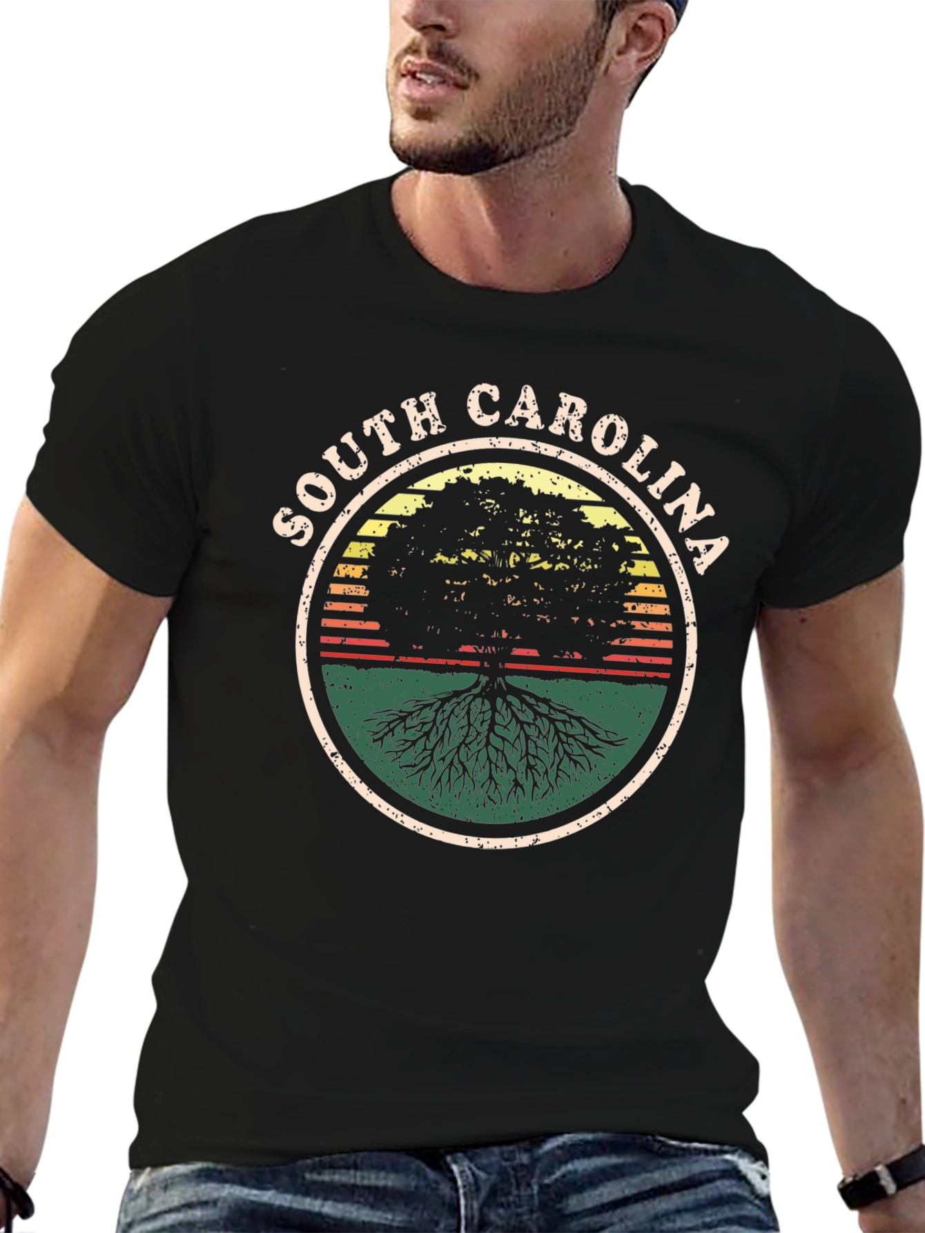 South Carolina Tree Graphic Tee - Black Casual Shirt