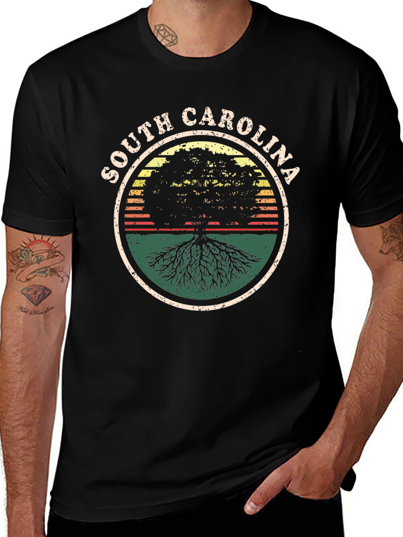 South Carolina Tree Graphic Tee - Black Casual Shirt