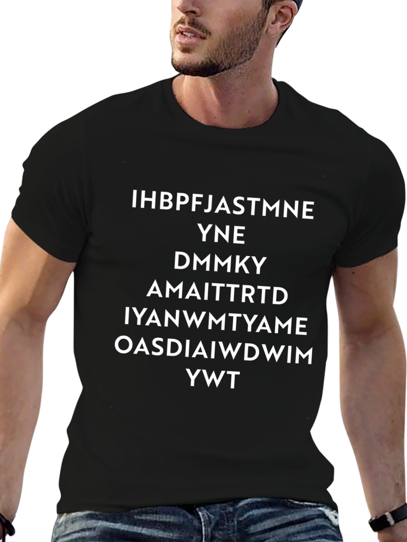 Scrambled Phrase Black T-Shirt - Funny Slogan Tee