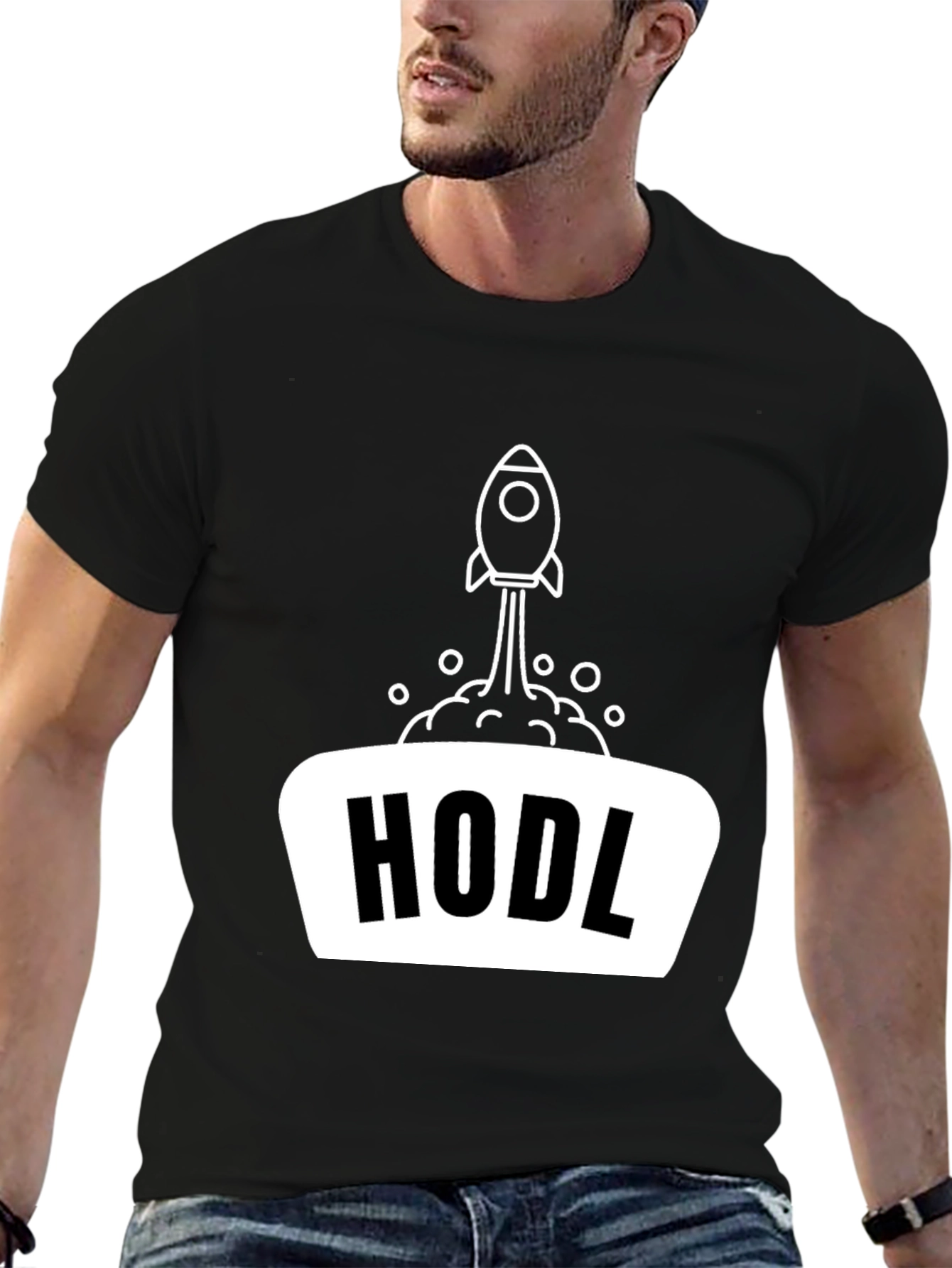 HODL Rocket Black T-Shirt - Crypto Investor Apparel