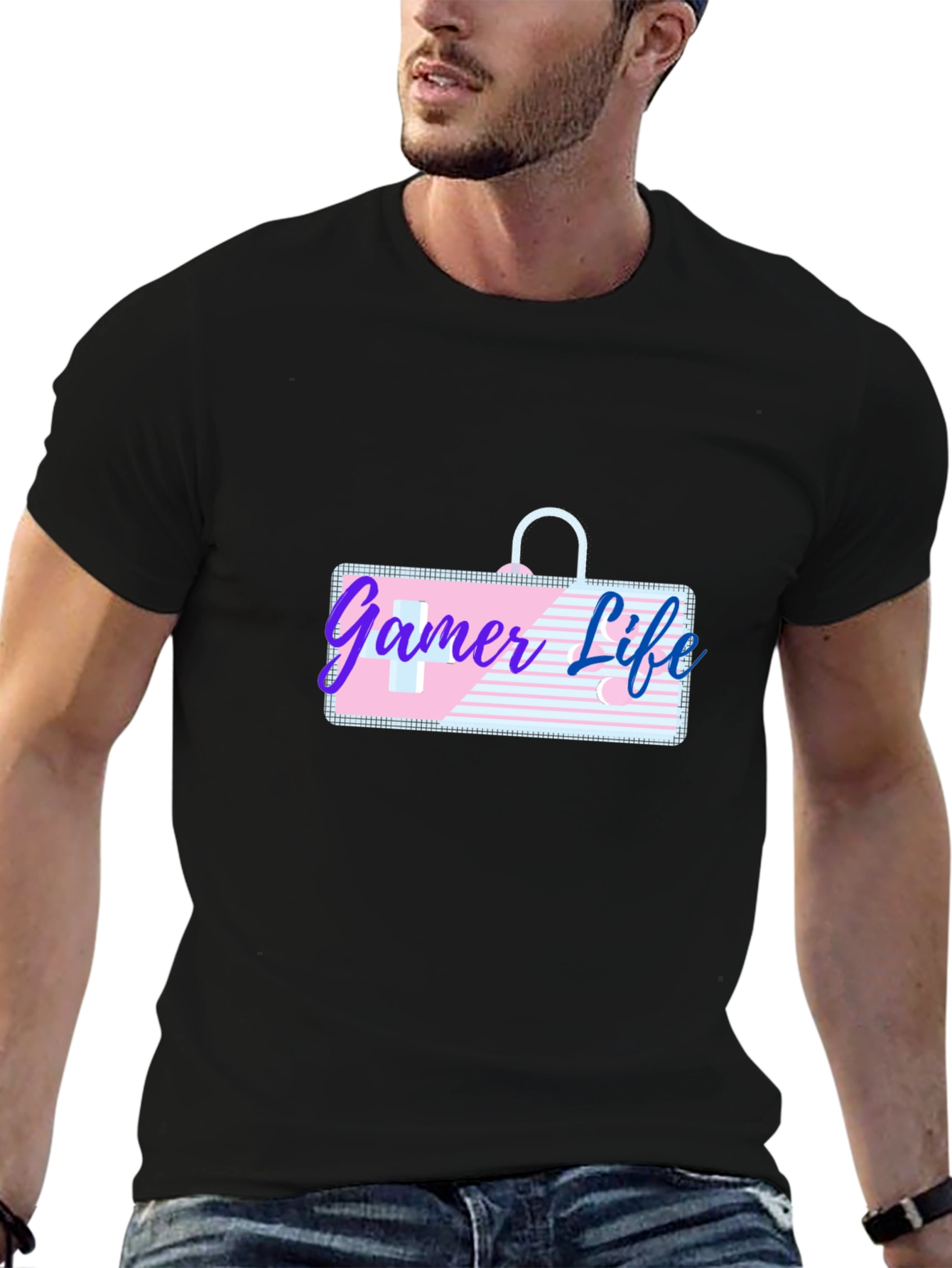 Gamer Life Graphic Tee - Black Casual T-Shirt
