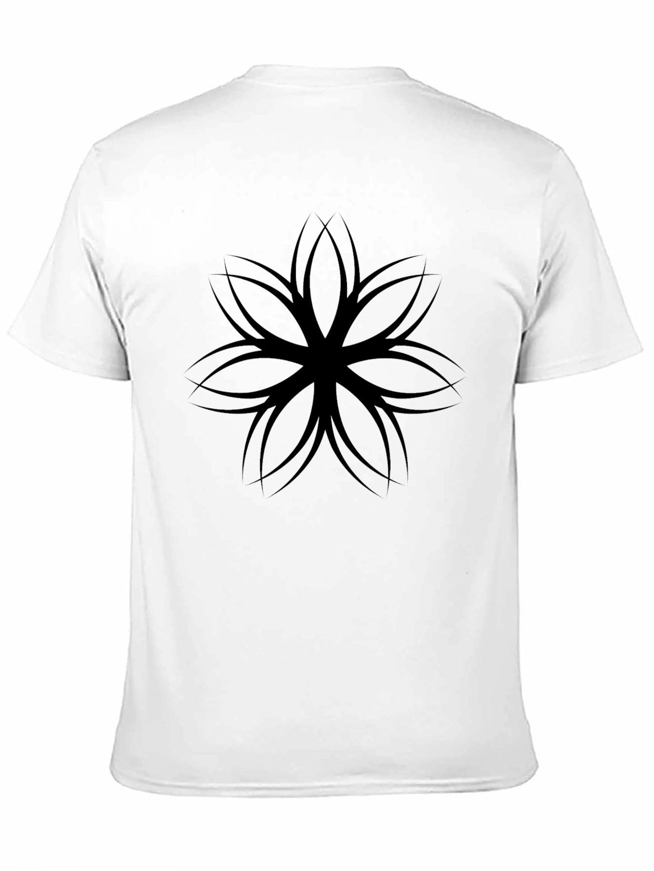 Mens Black T-Shirt with Geometric Flower Design
