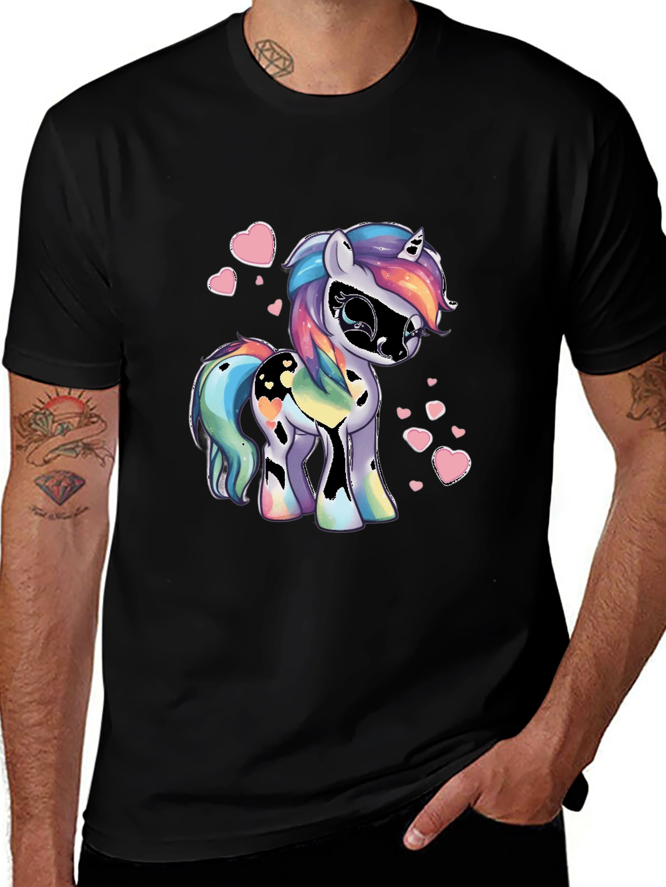 Unicorn Heart Black Graphic Tee