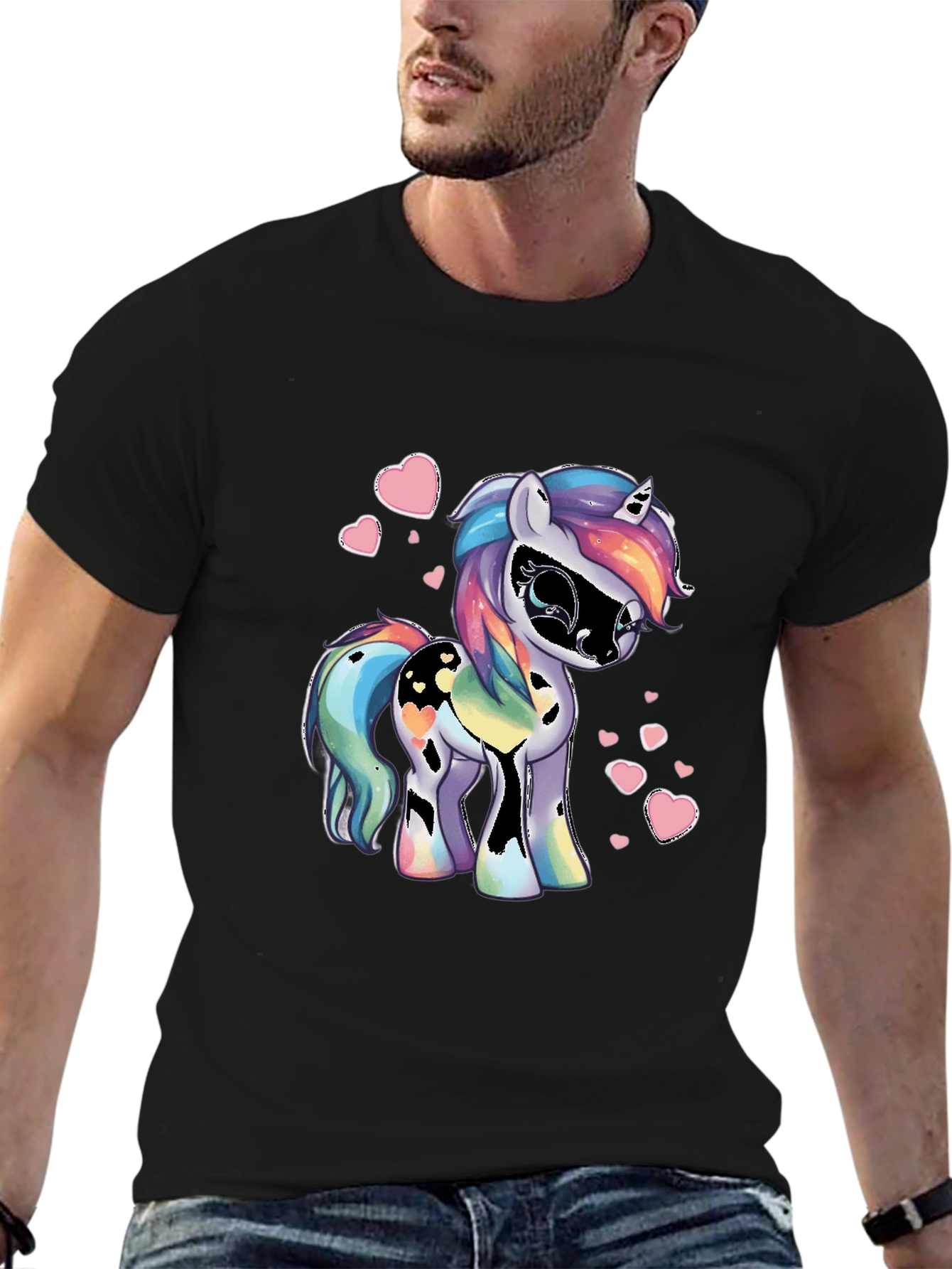 Unicorn Heart Black Graphic Tee