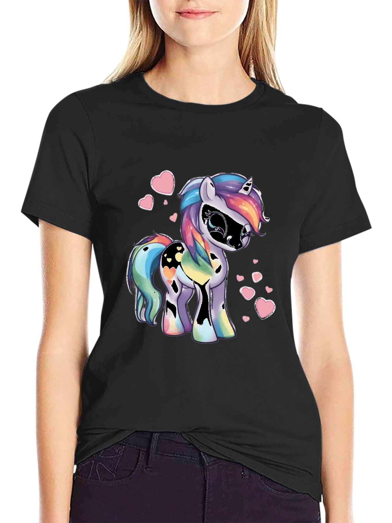 Unicorn Heart Black Graphic Tee