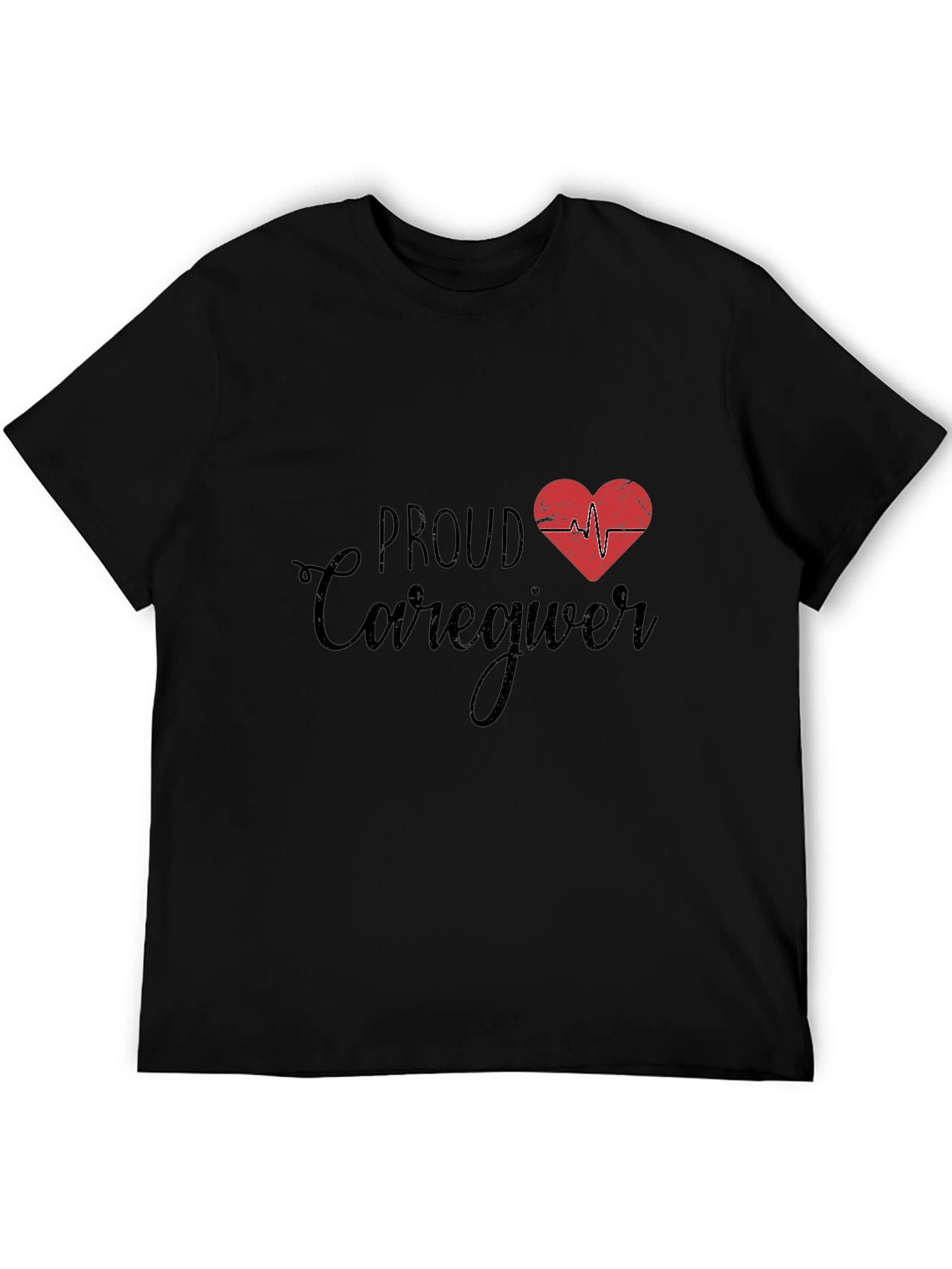 Proud Caregiver T-Shirt - Heartbeat Design