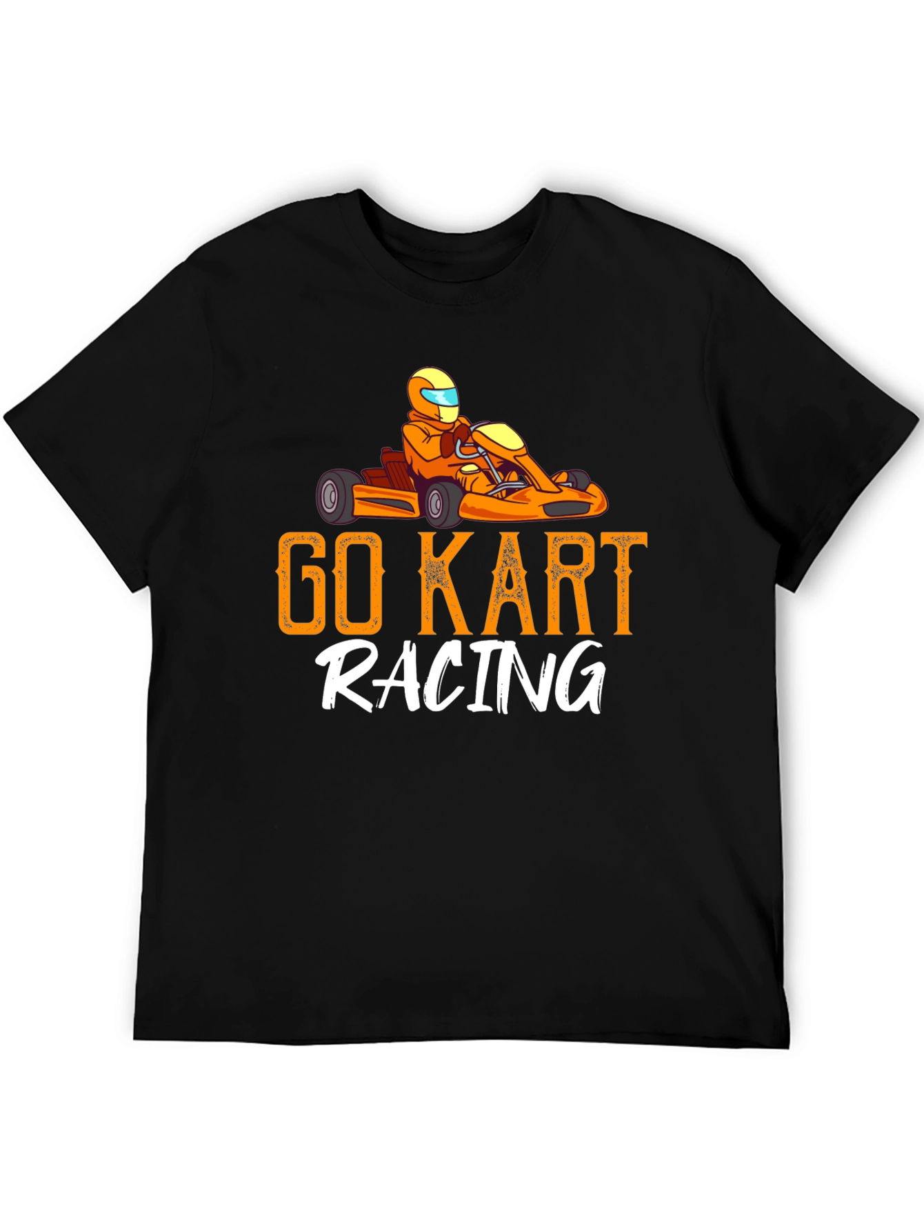 Go Kart Racing Black Graphic T-Shirt
