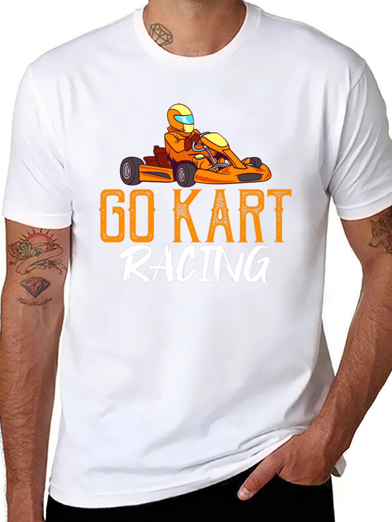 Go Kart Racing Black Graphic T-Shirt