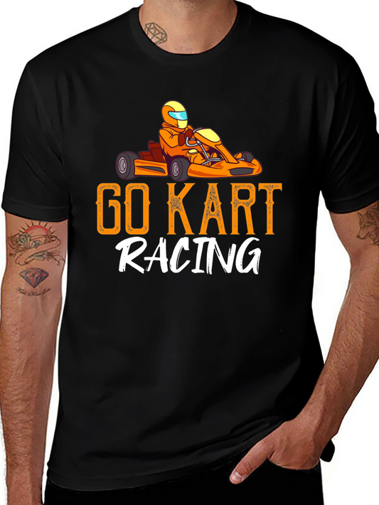 Go Kart Racing Black Graphic T-Shirt