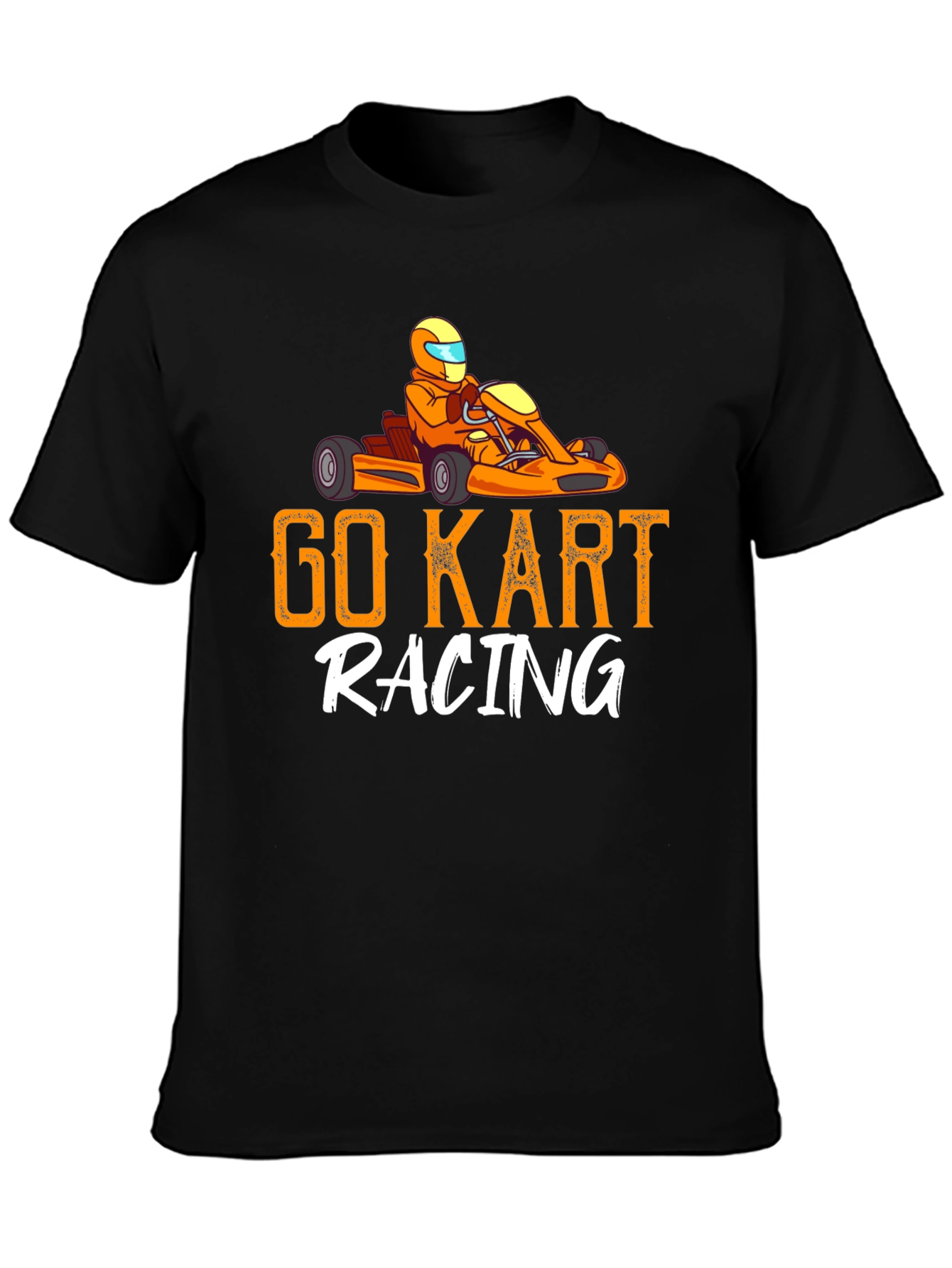 Go Kart Racing Black Graphic T-Shirt