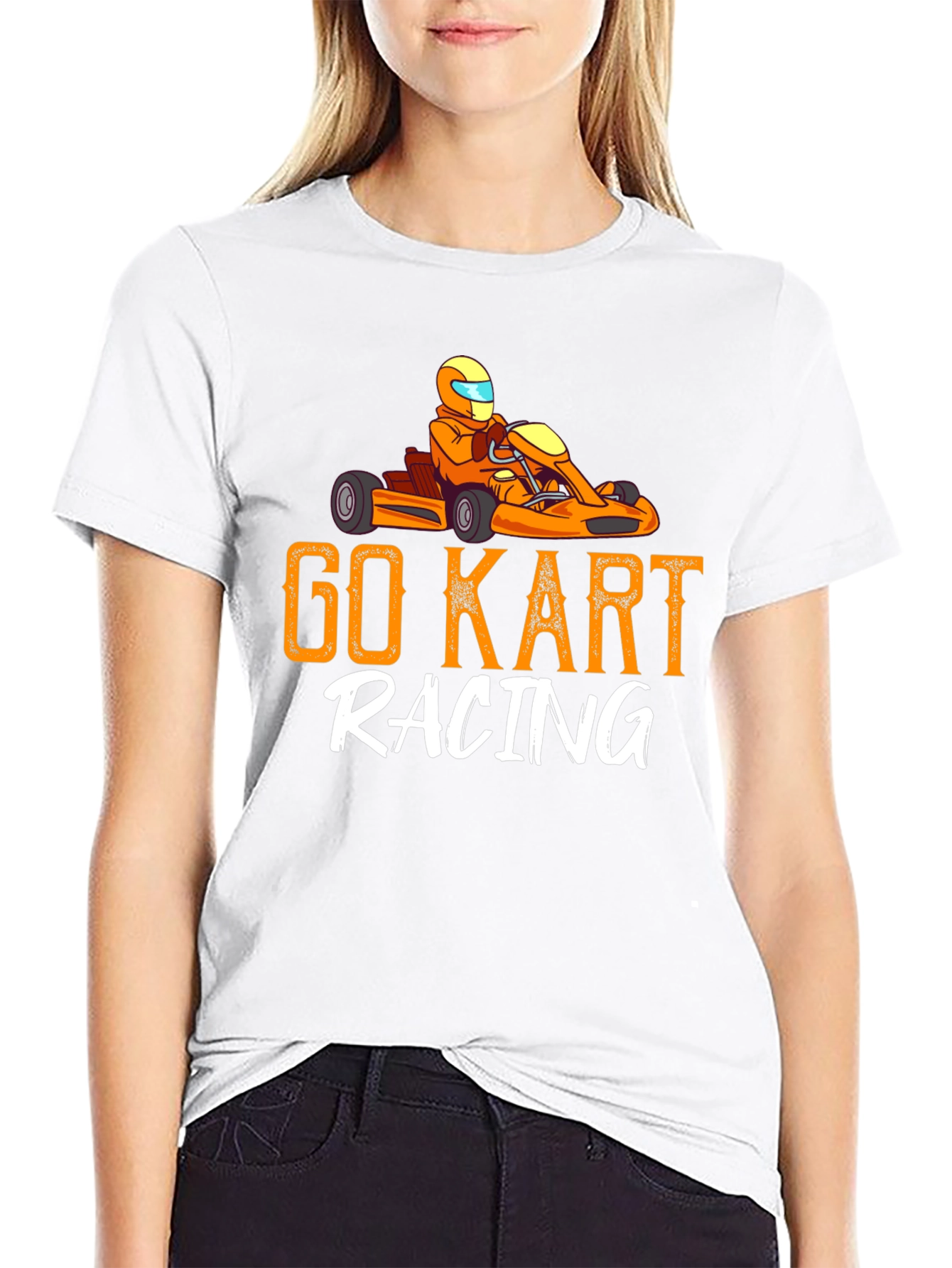 Go Kart Racing Black Graphic T-Shirt