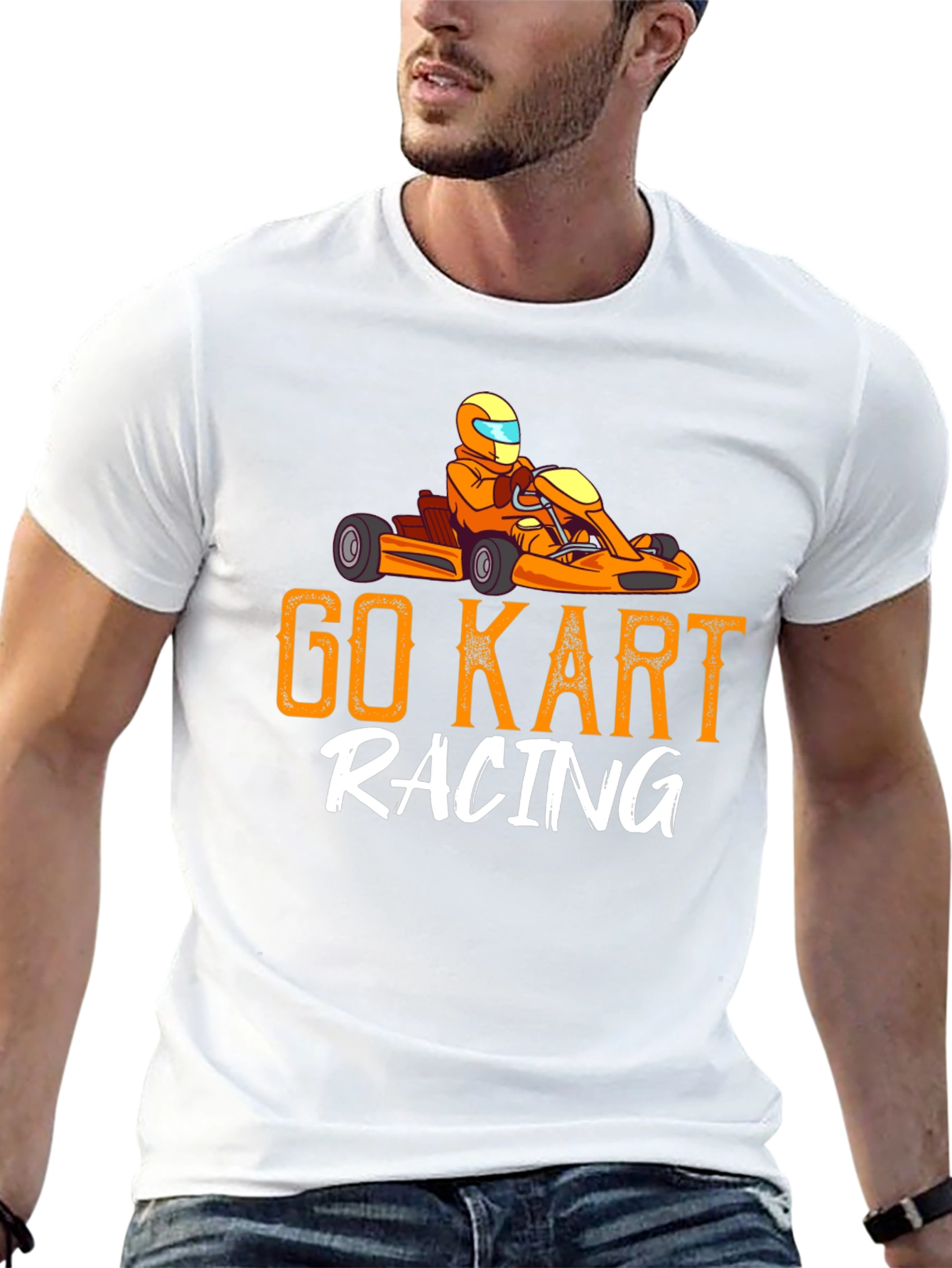 Go Kart Racing Black Graphic T-Shirt