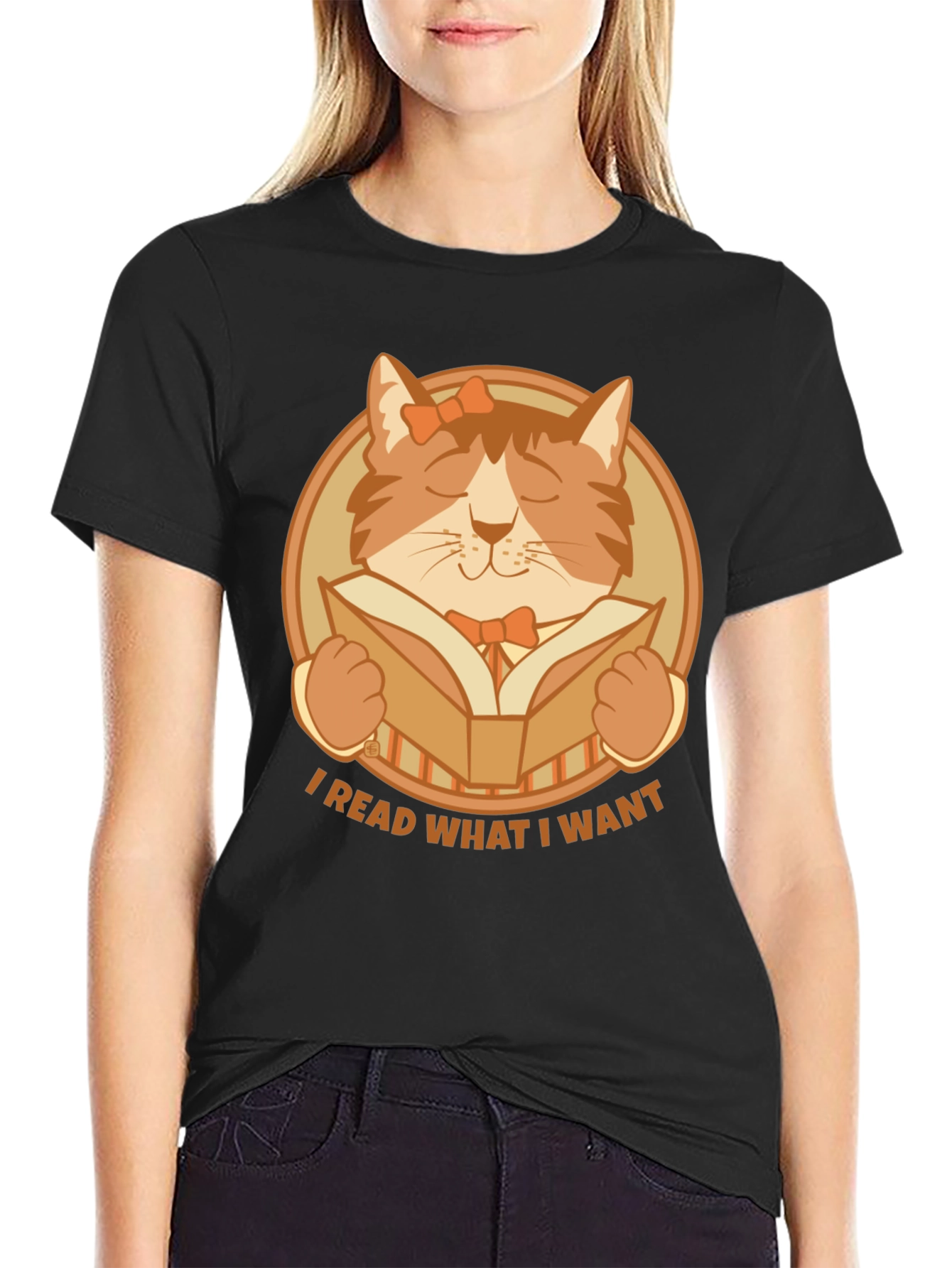 I Read What I Want Cat Graphic T-Shirt