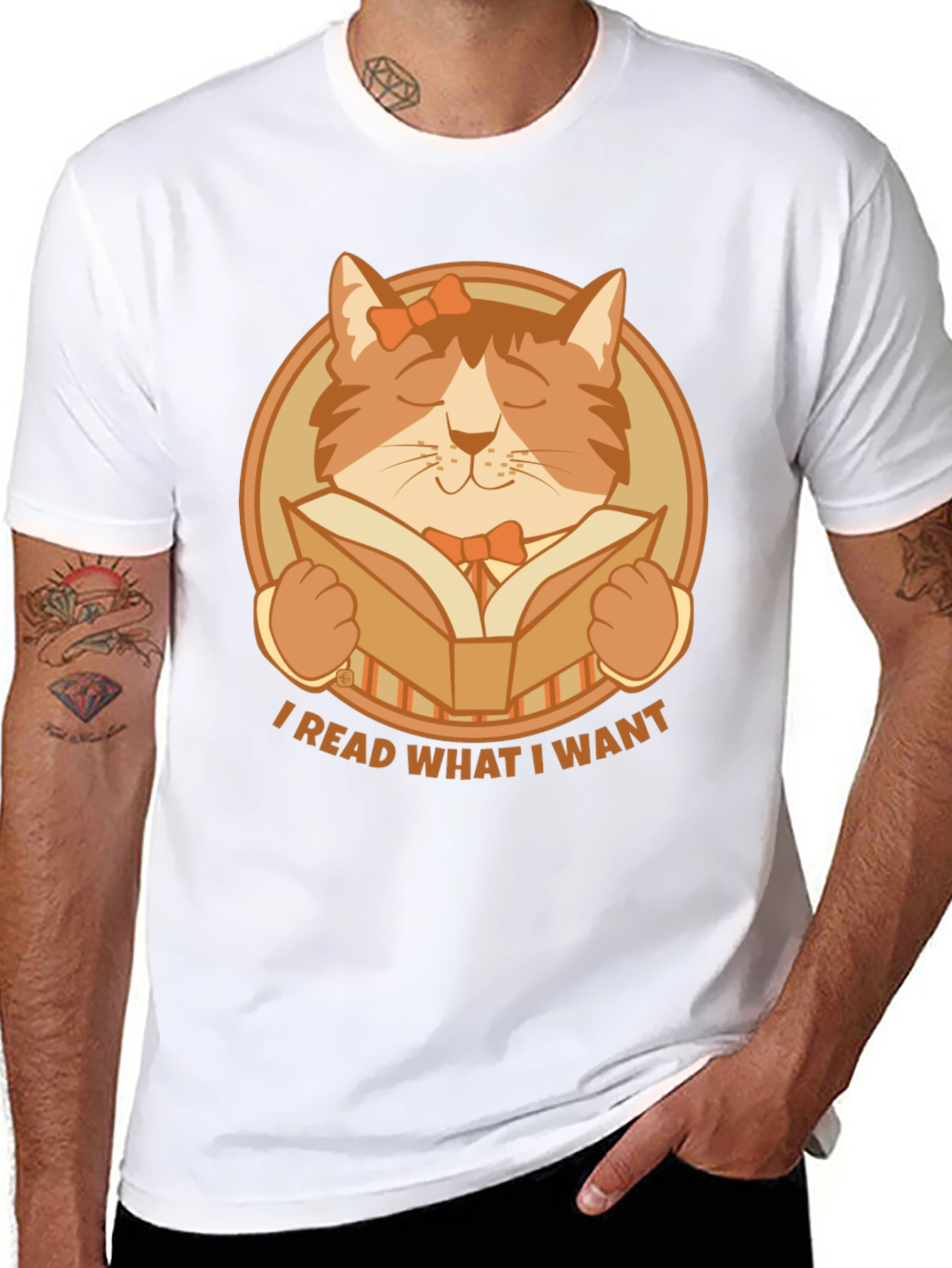 I Read What I Want Cat Graphic T-Shirt