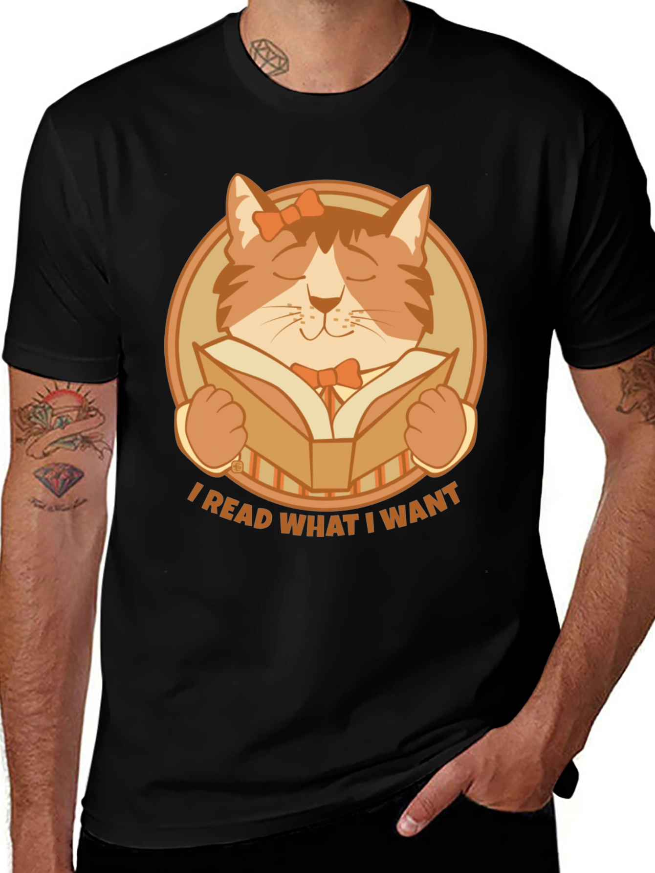 I Read What I Want Cat Graphic T-Shirt