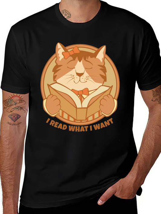 I Read What I Want Cat Graphic T-Shirt
