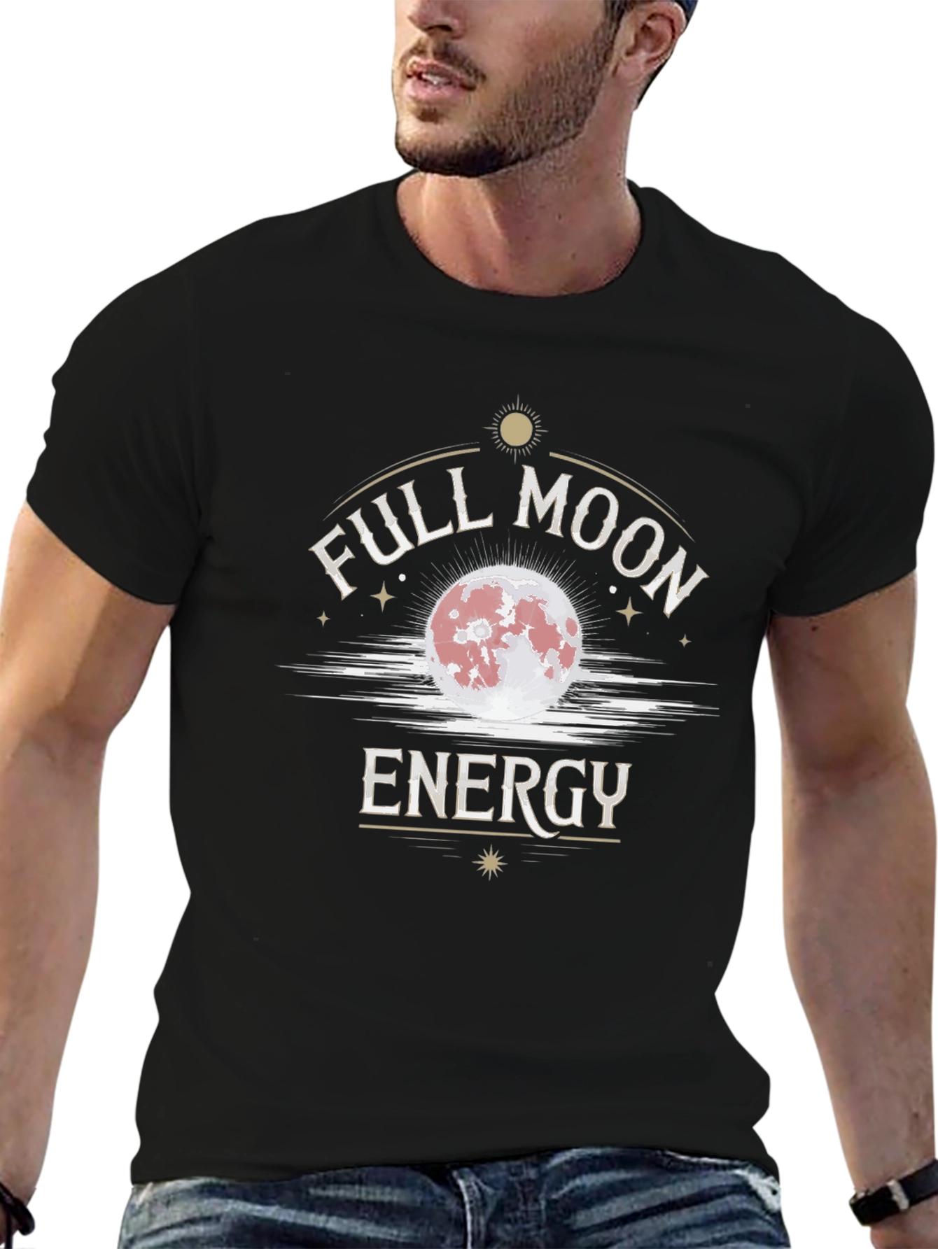 Full Moon Energy Graphic T-Shirt - Black Cotton Tee