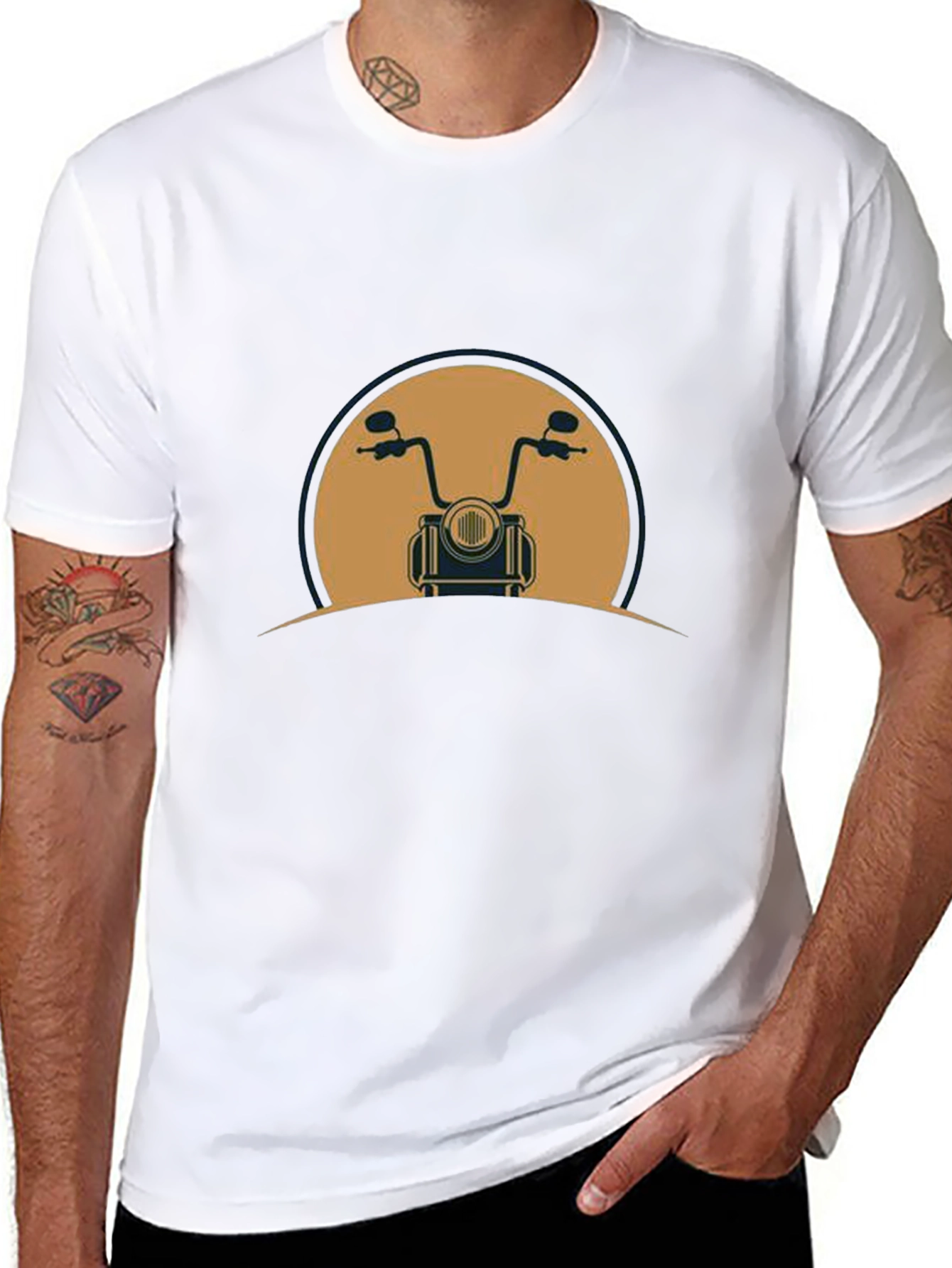 Motorcycle Graphic Tee - Black Cotton Blend