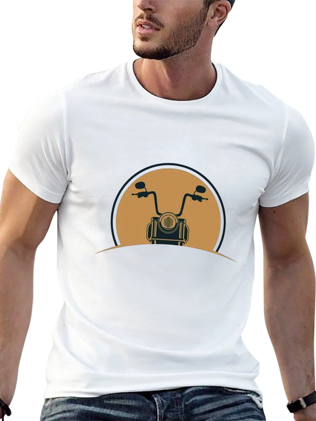 Motorcycle Graphic Tee - Black Cotton Blend