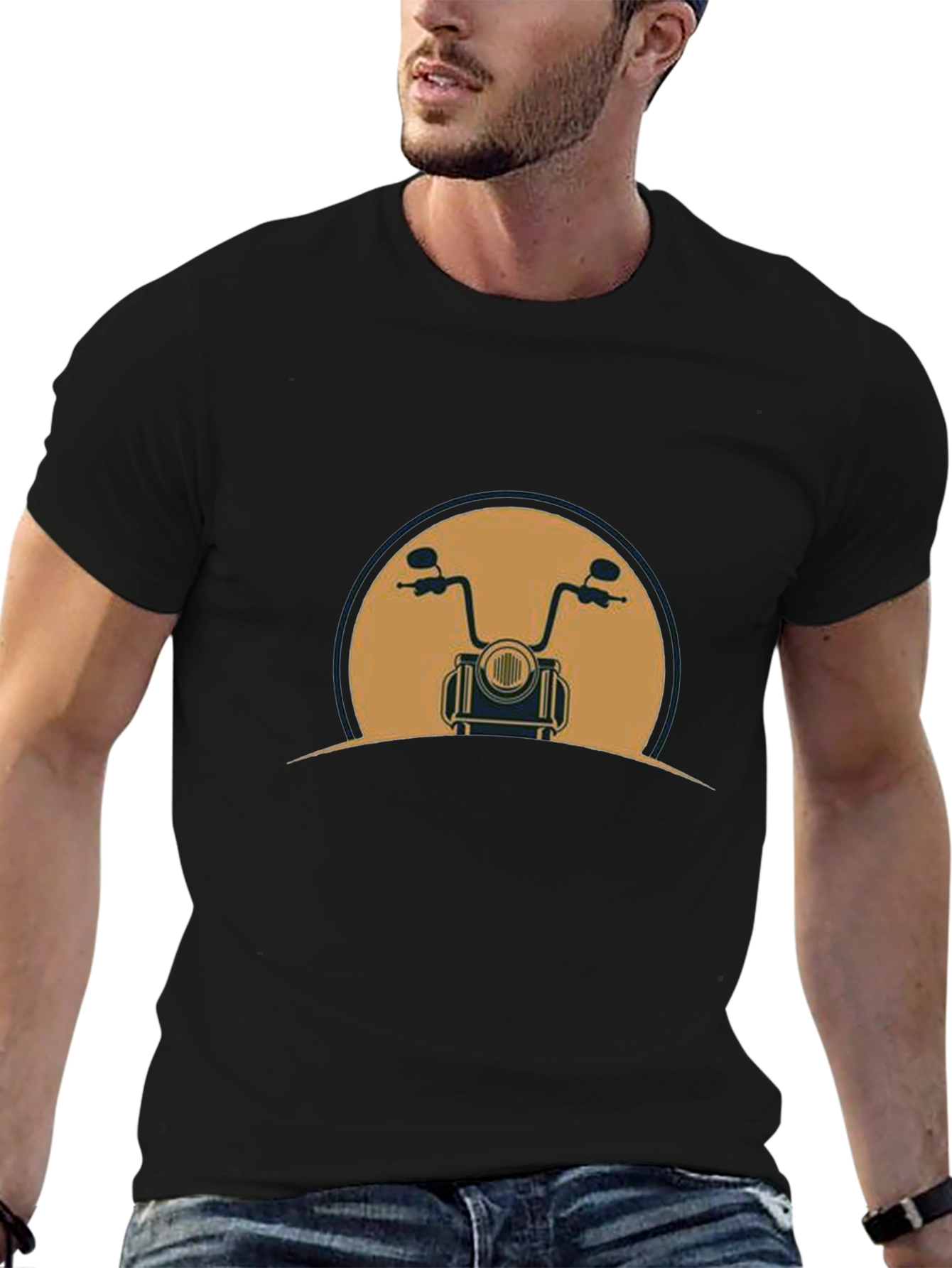 Motorcycle Graphic Tee - Black Cotton Blend