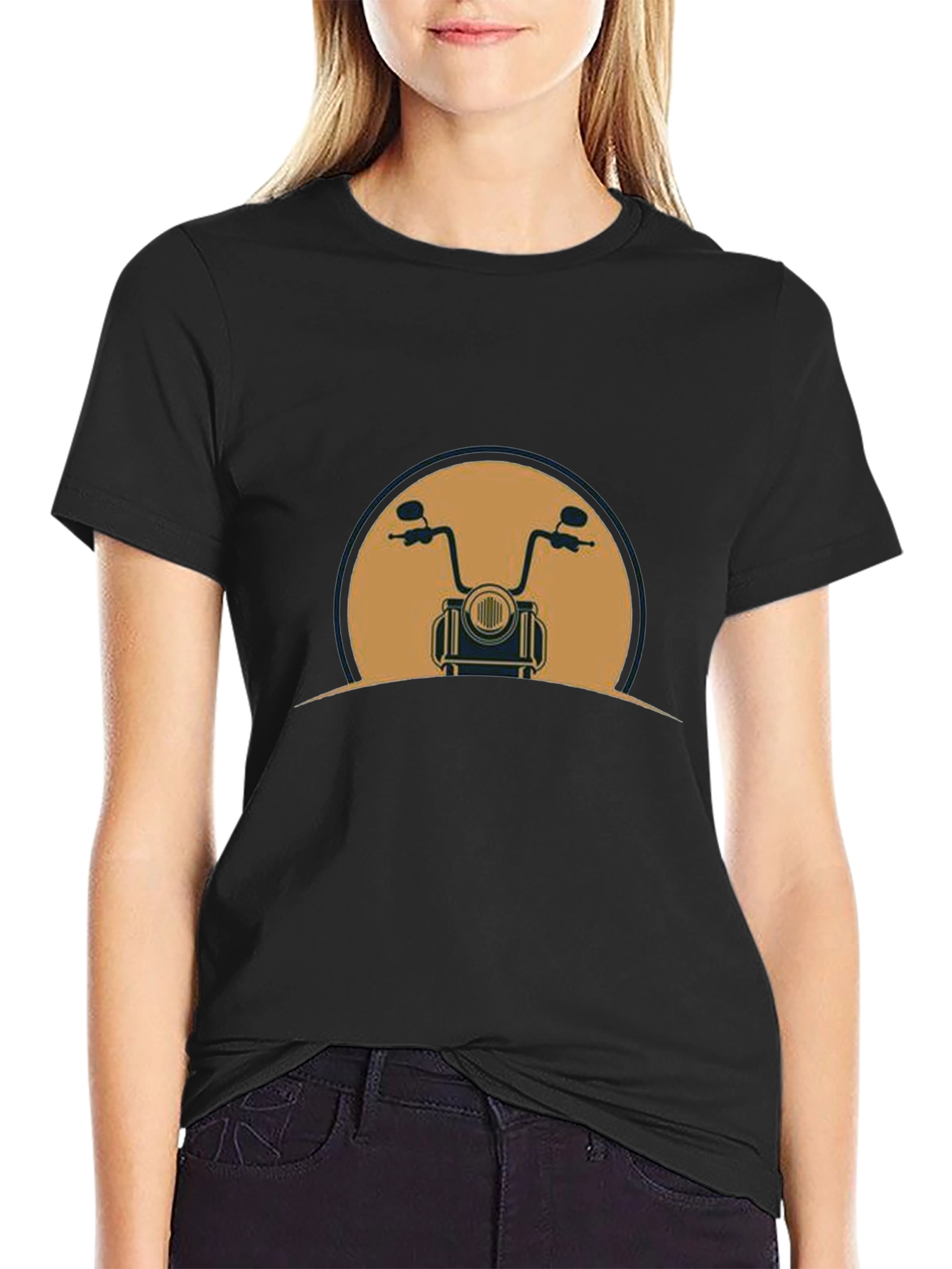 Motorcycle Graphic Tee - Black Cotton Blend
