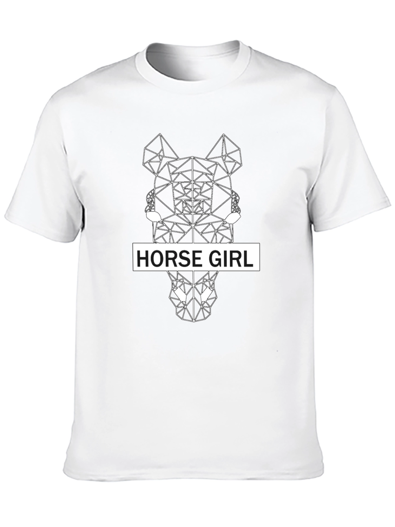 Geometric Horse Girl Black T-Shirt