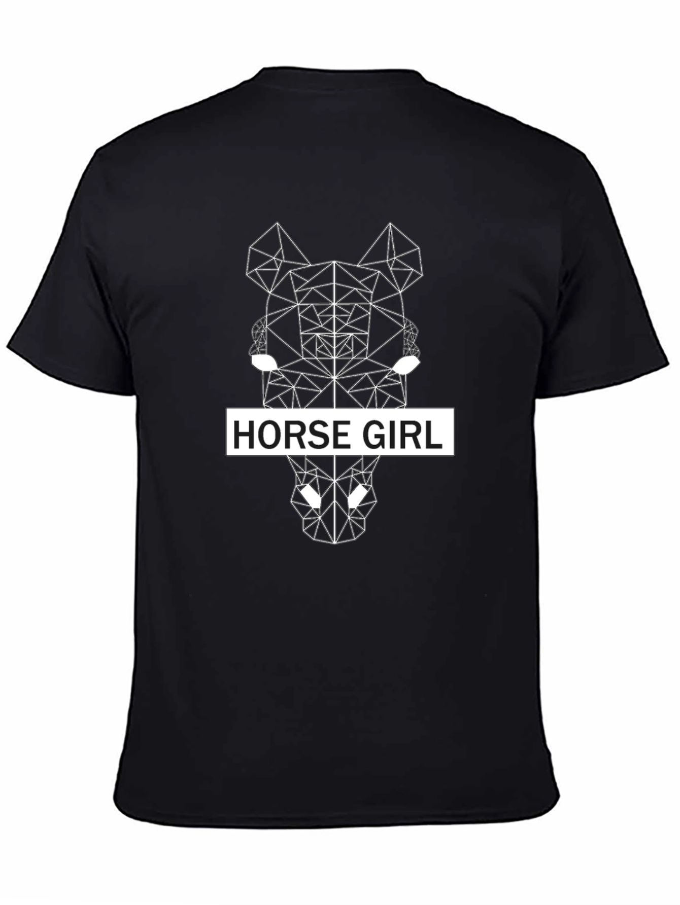 Geometric Horse Girl Black T-Shirt