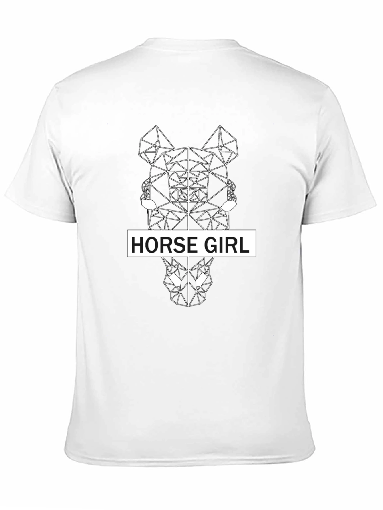 Geometric Horse Girl Black T-Shirt