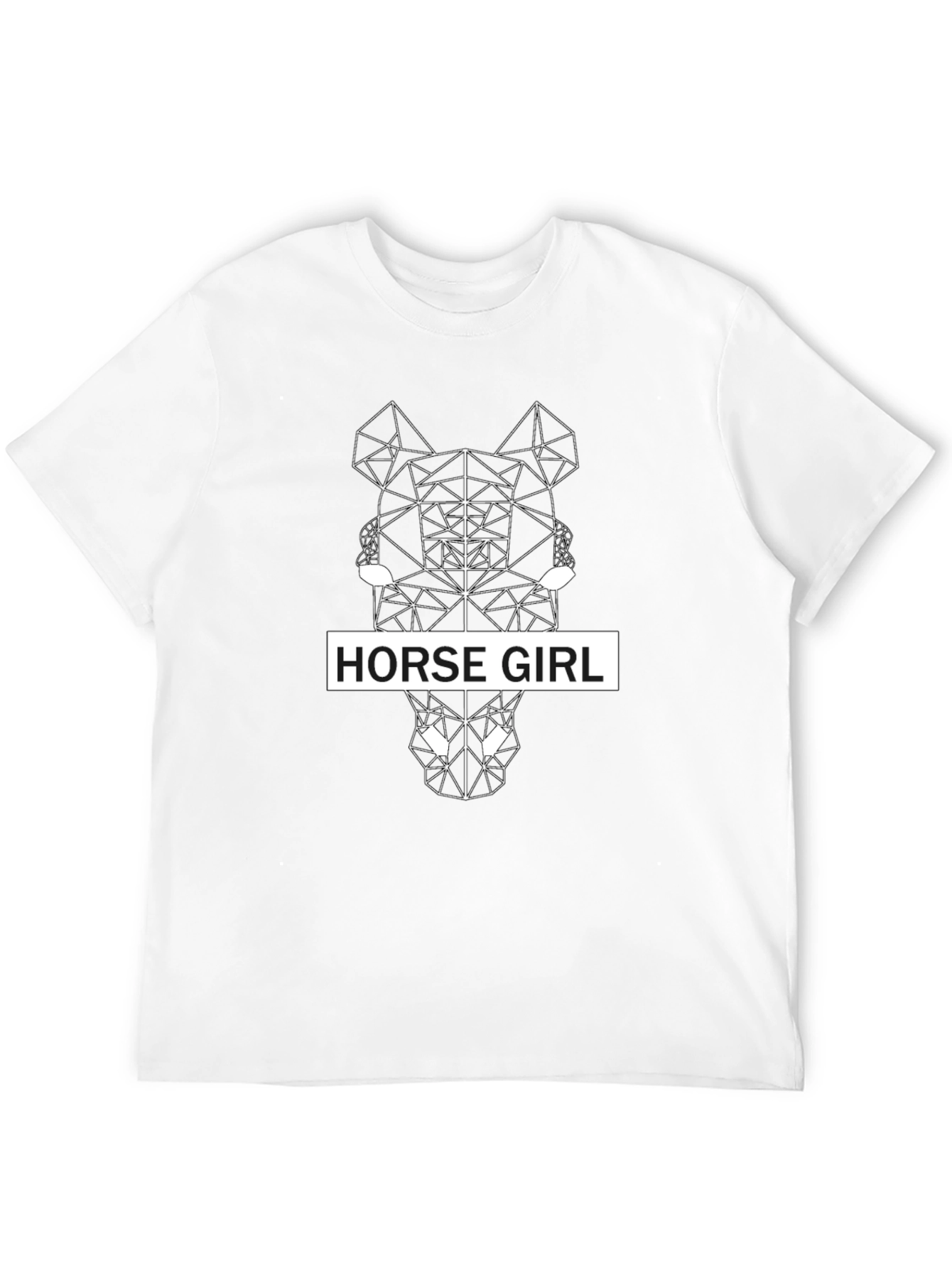 Geometric Horse Girl Black T-Shirt