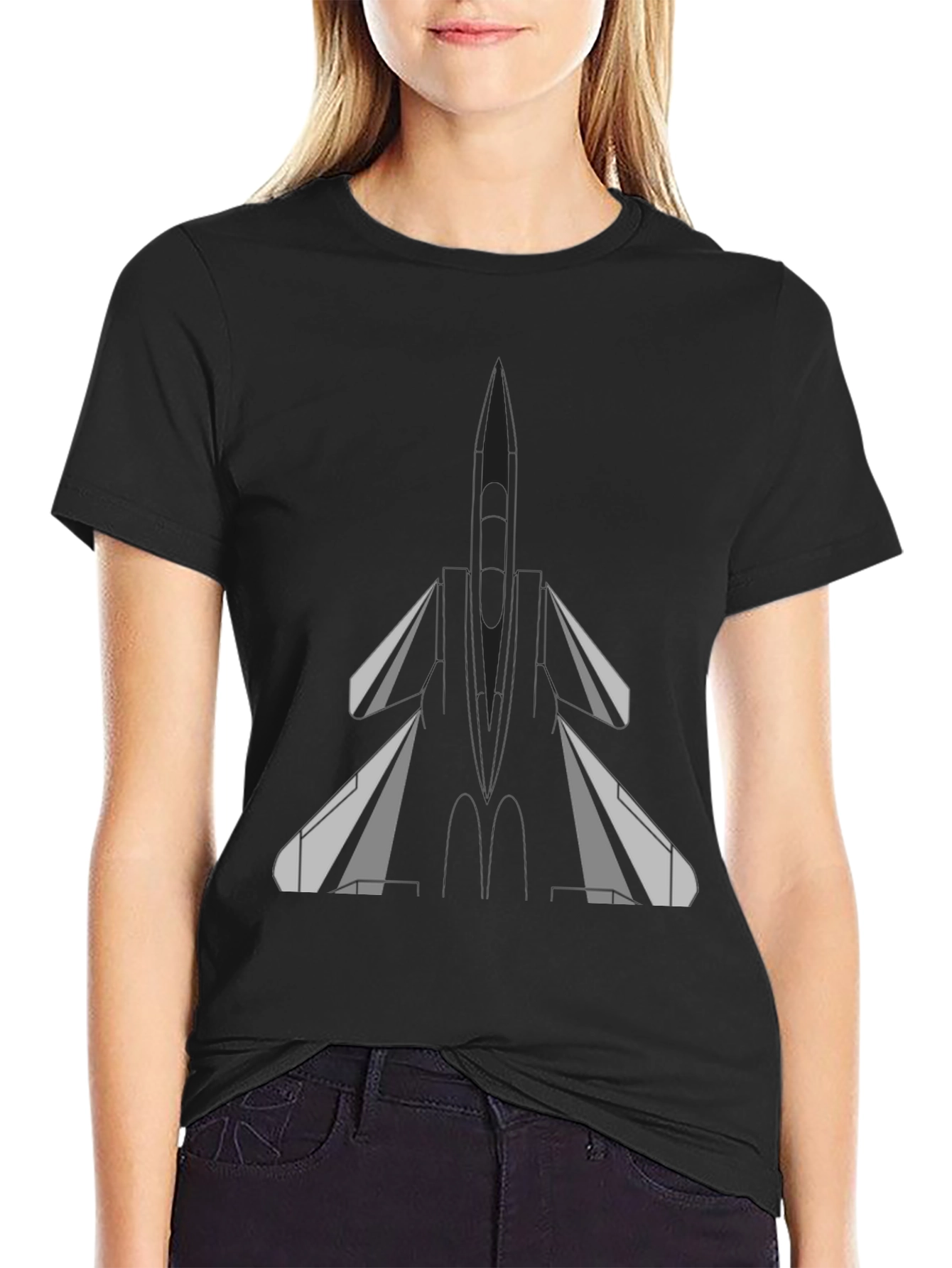 Fighter Jet Graphic Tee - Black T-Shirt