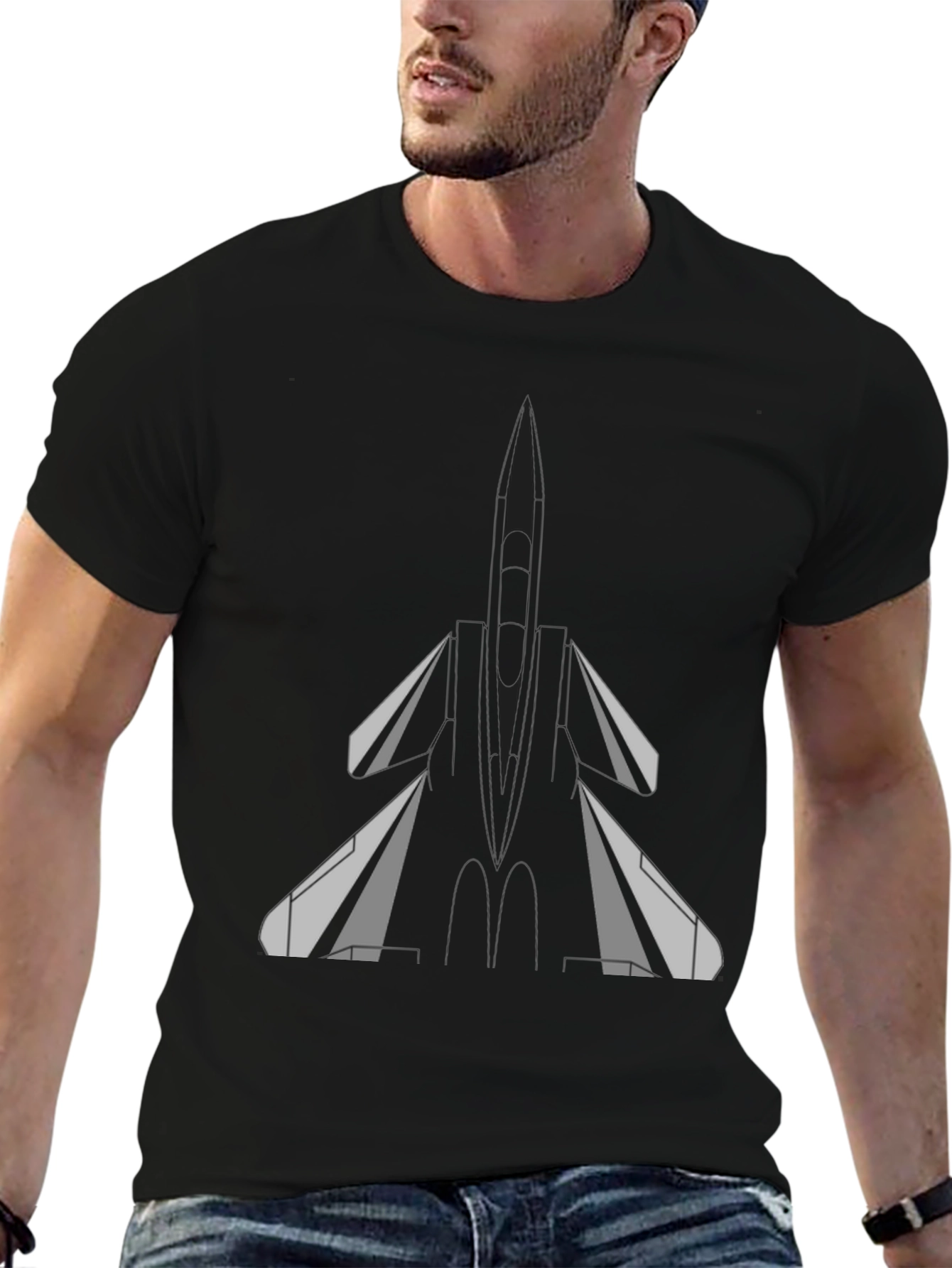 Fighter Jet Graphic Tee - Black T-Shirt