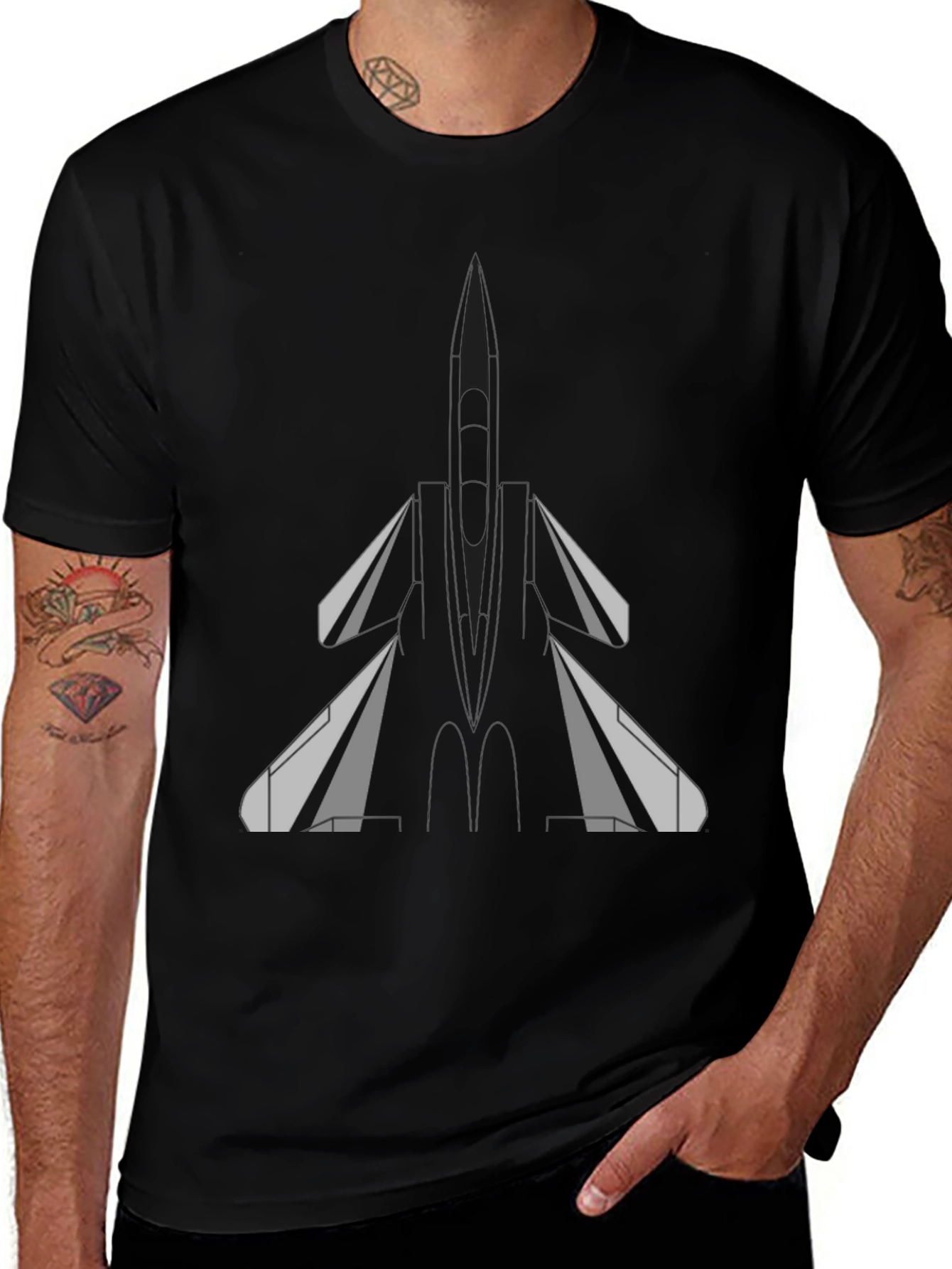 Fighter Jet Graphic Tee - Black T-Shirt