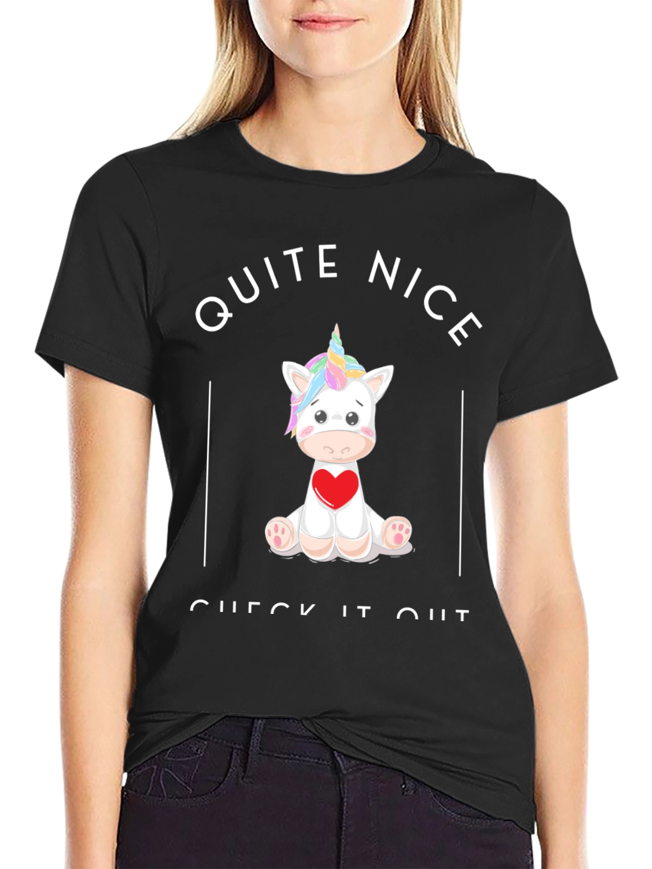 Unicorn Heart Graphic Black T-Shirt
