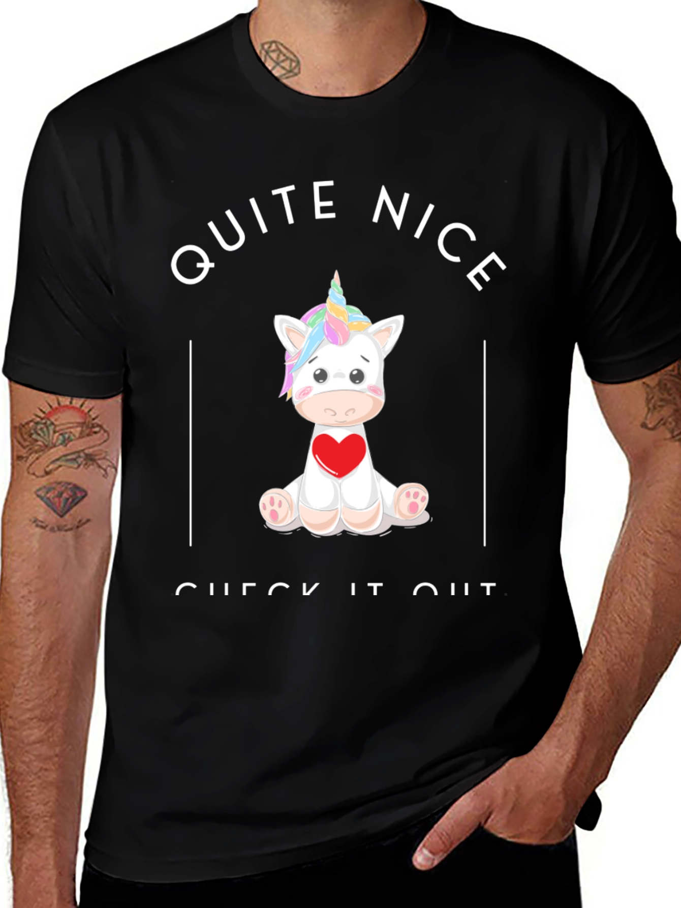 Unicorn Heart Graphic Black T-Shirt
