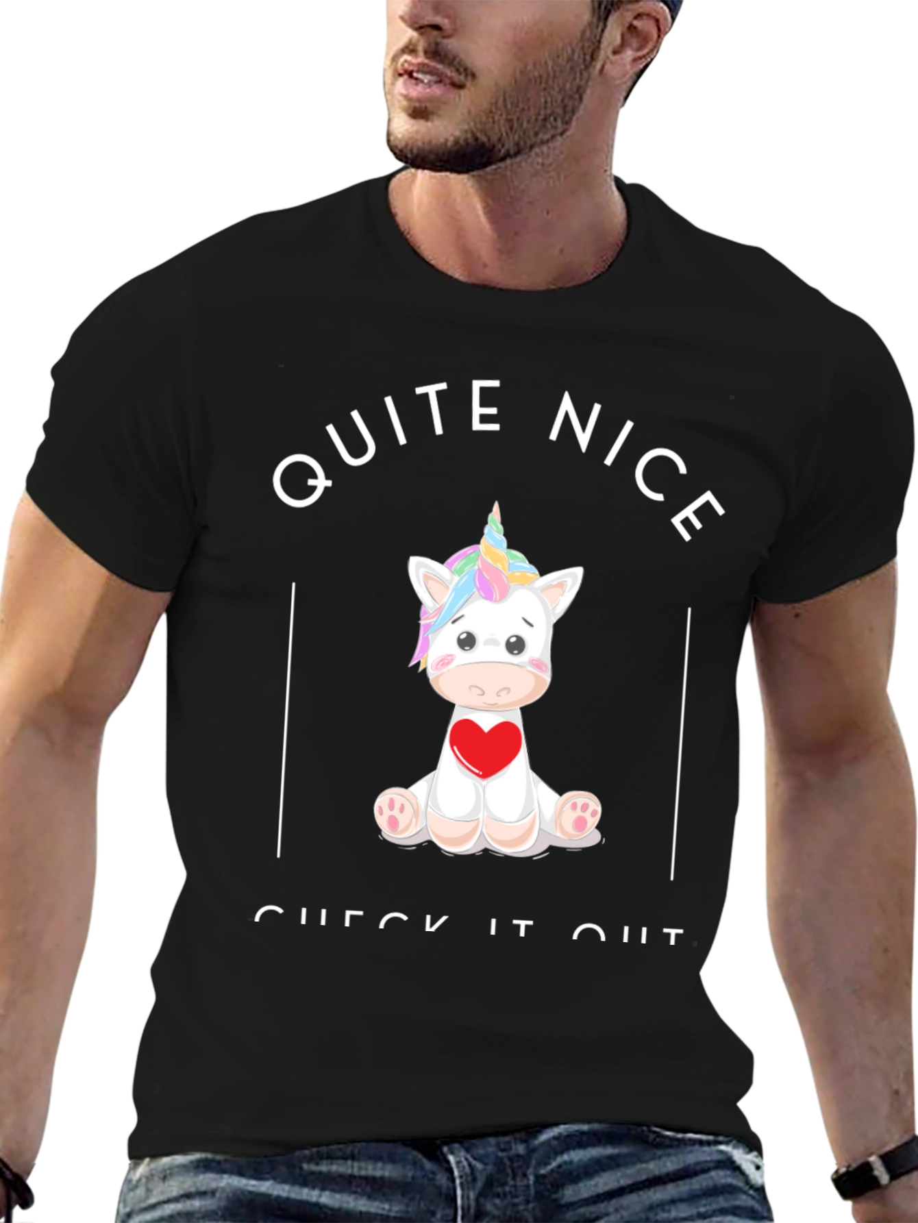 Unicorn Heart Graphic Black T-Shirt