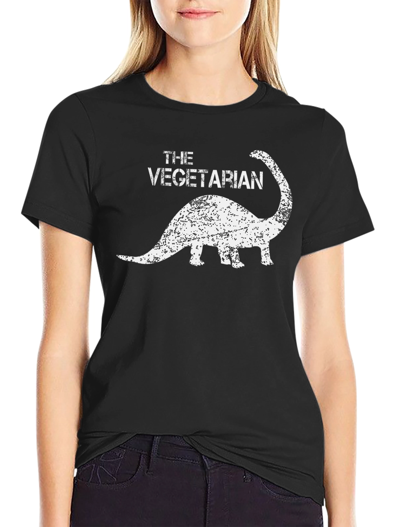 Vegetarian Dinosaur Graphic Tee - Black T-Shirt