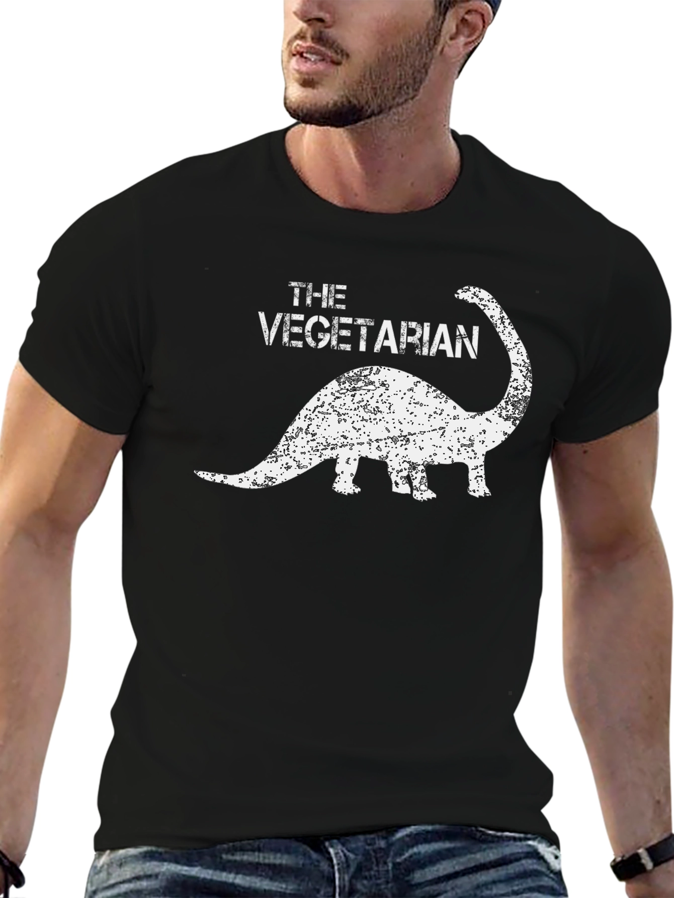 Vegetarian Dinosaur Graphic Tee - Black T-Shirt